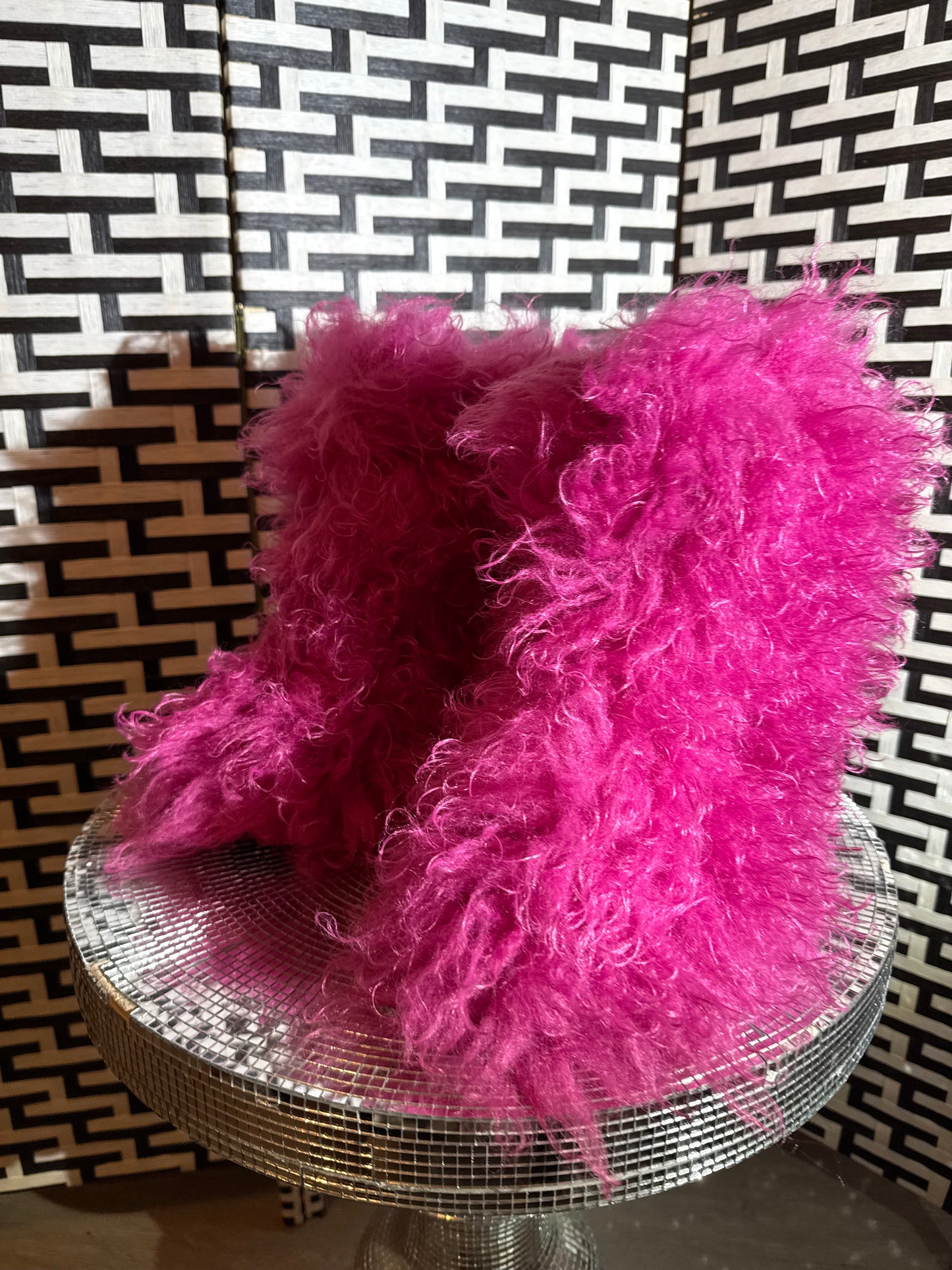 punk pink fuzzy boots