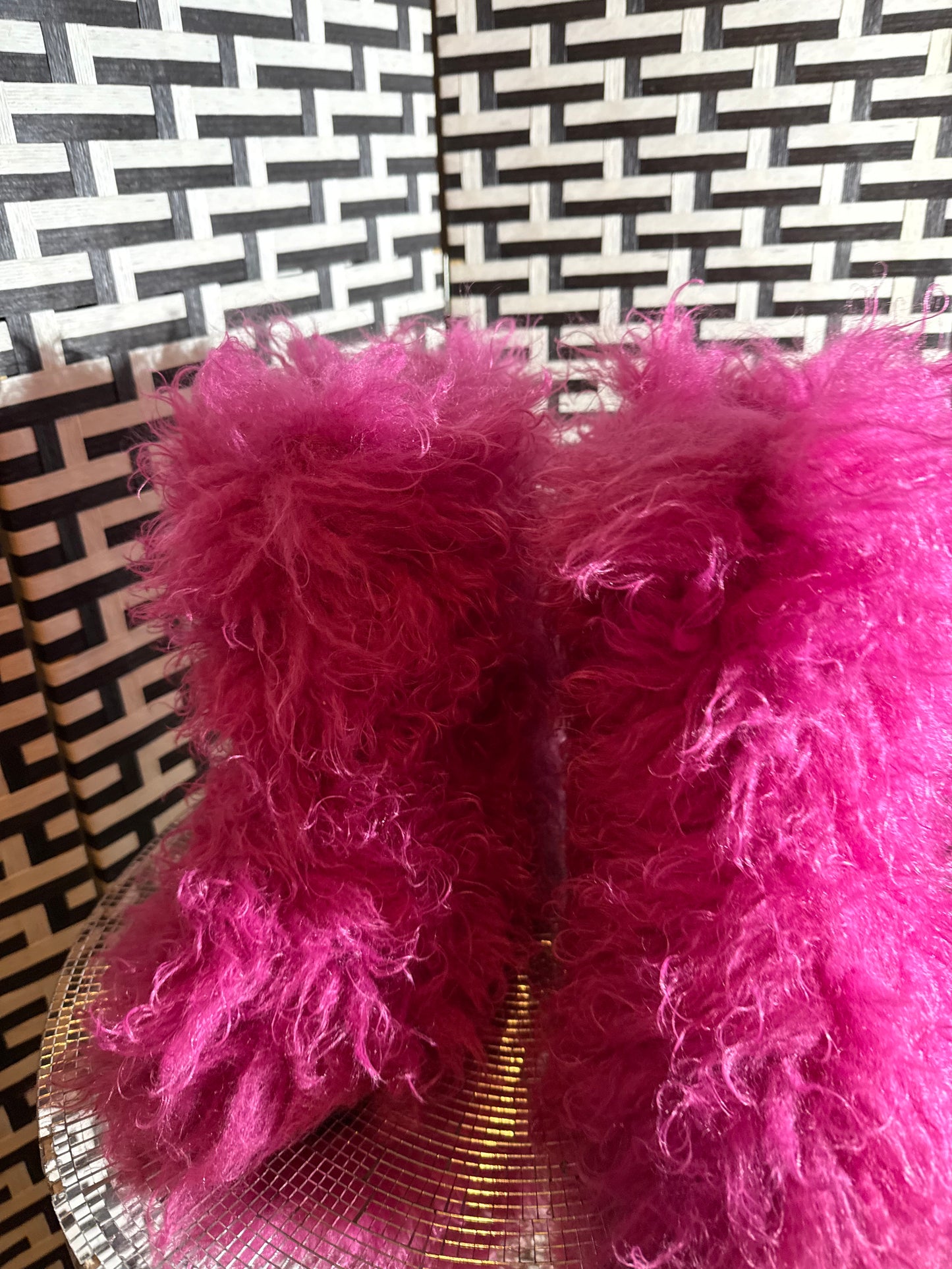 punk pink fuzzy boots
