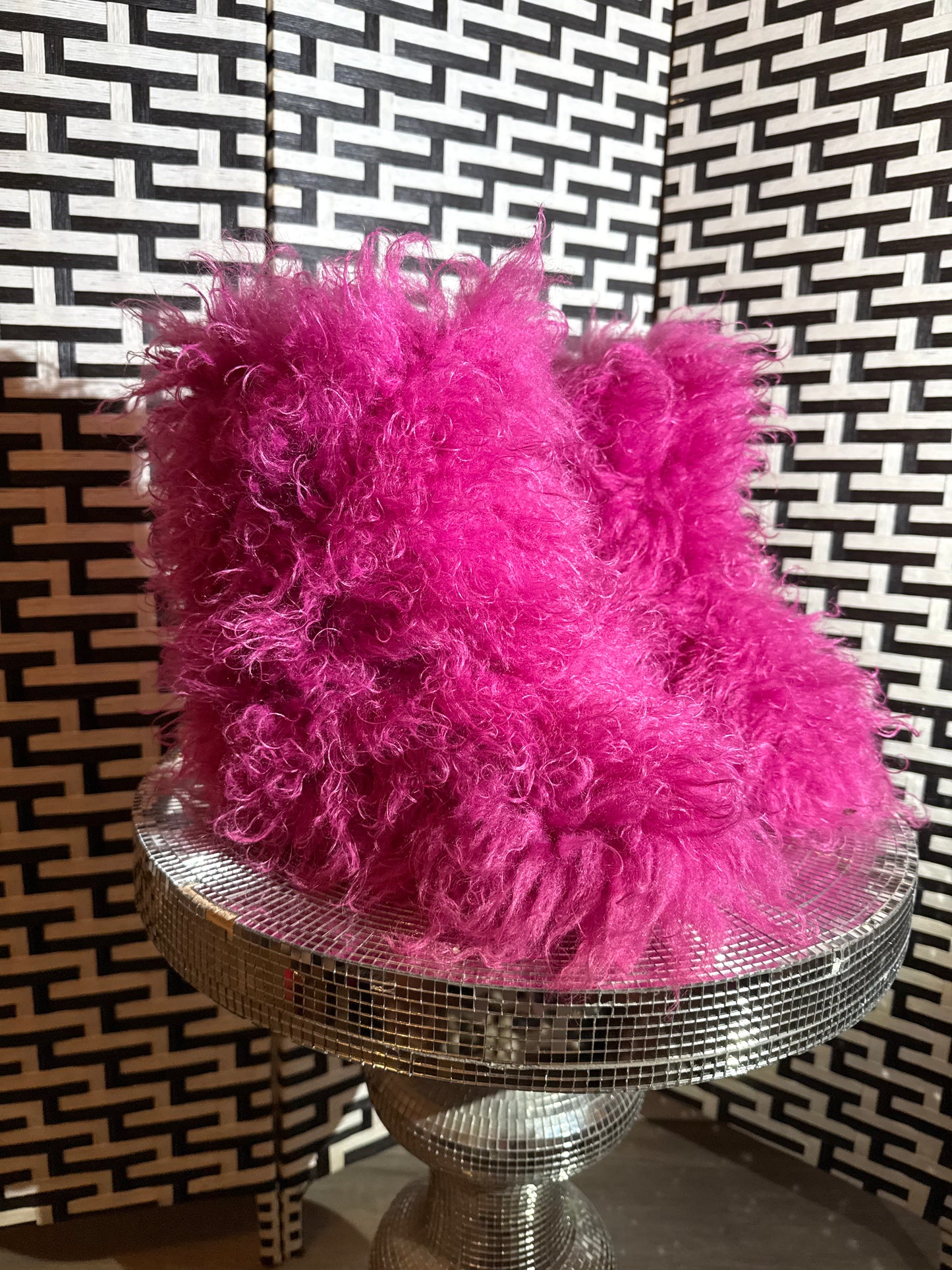 punk pink fuzzy boots