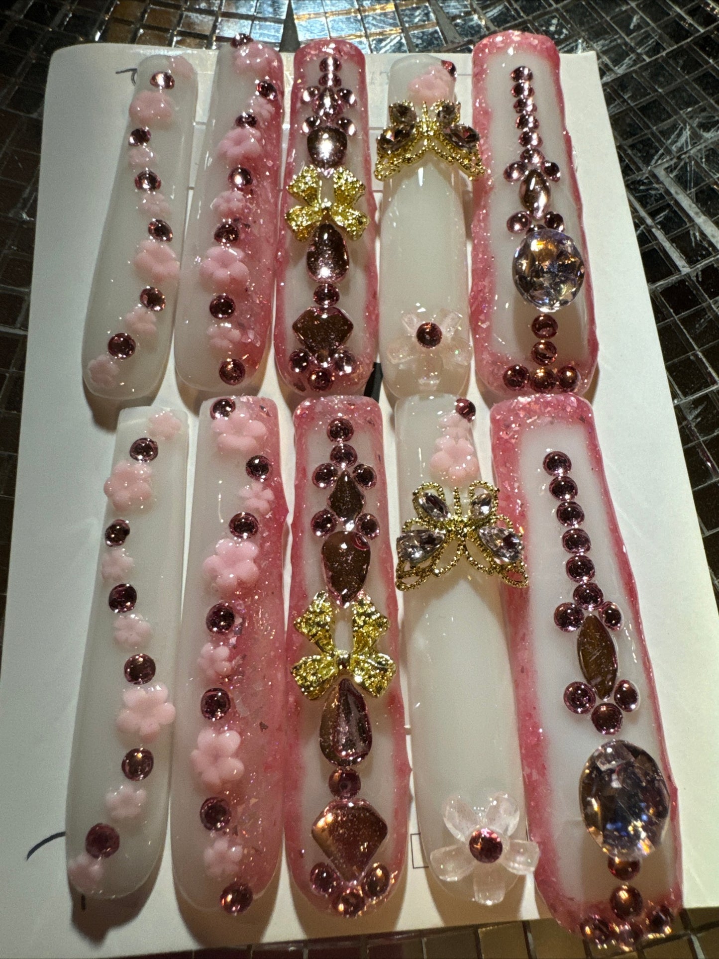 ๐white pink gold floral ๐