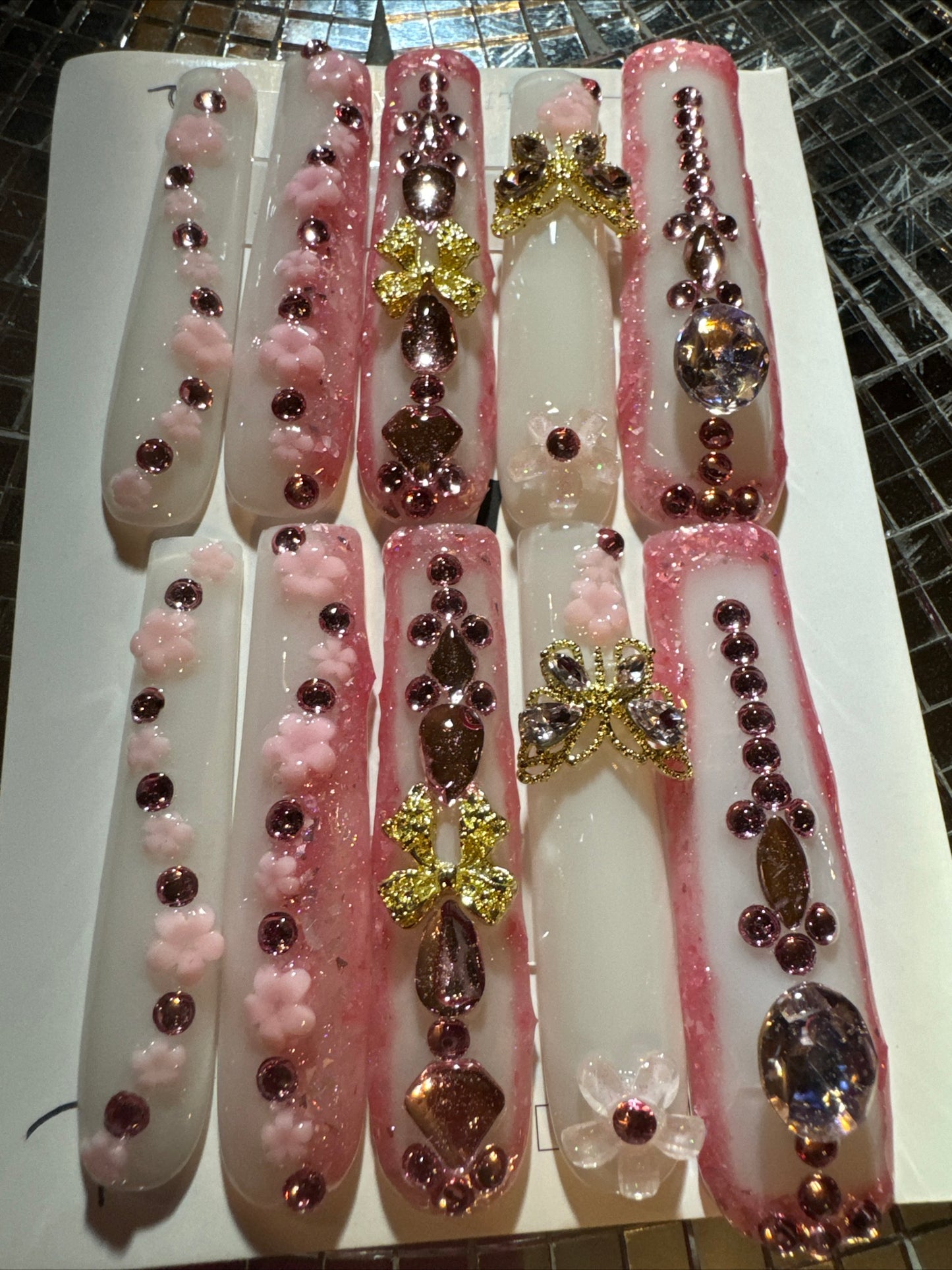 ๐white pink gold floral ๐