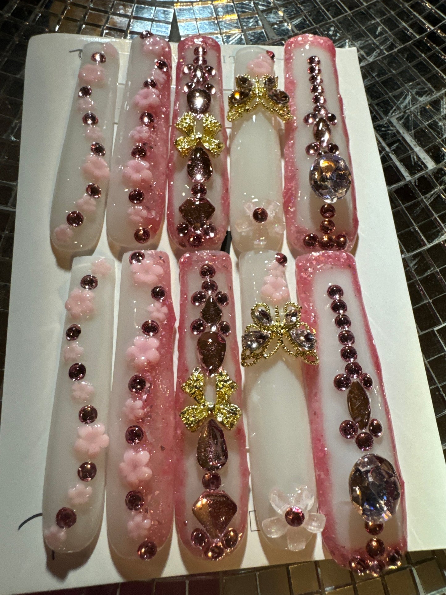 ๐white pink gold floral ๐