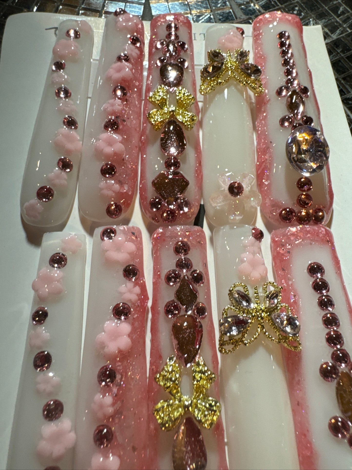 ๐white pink gold floral ๐