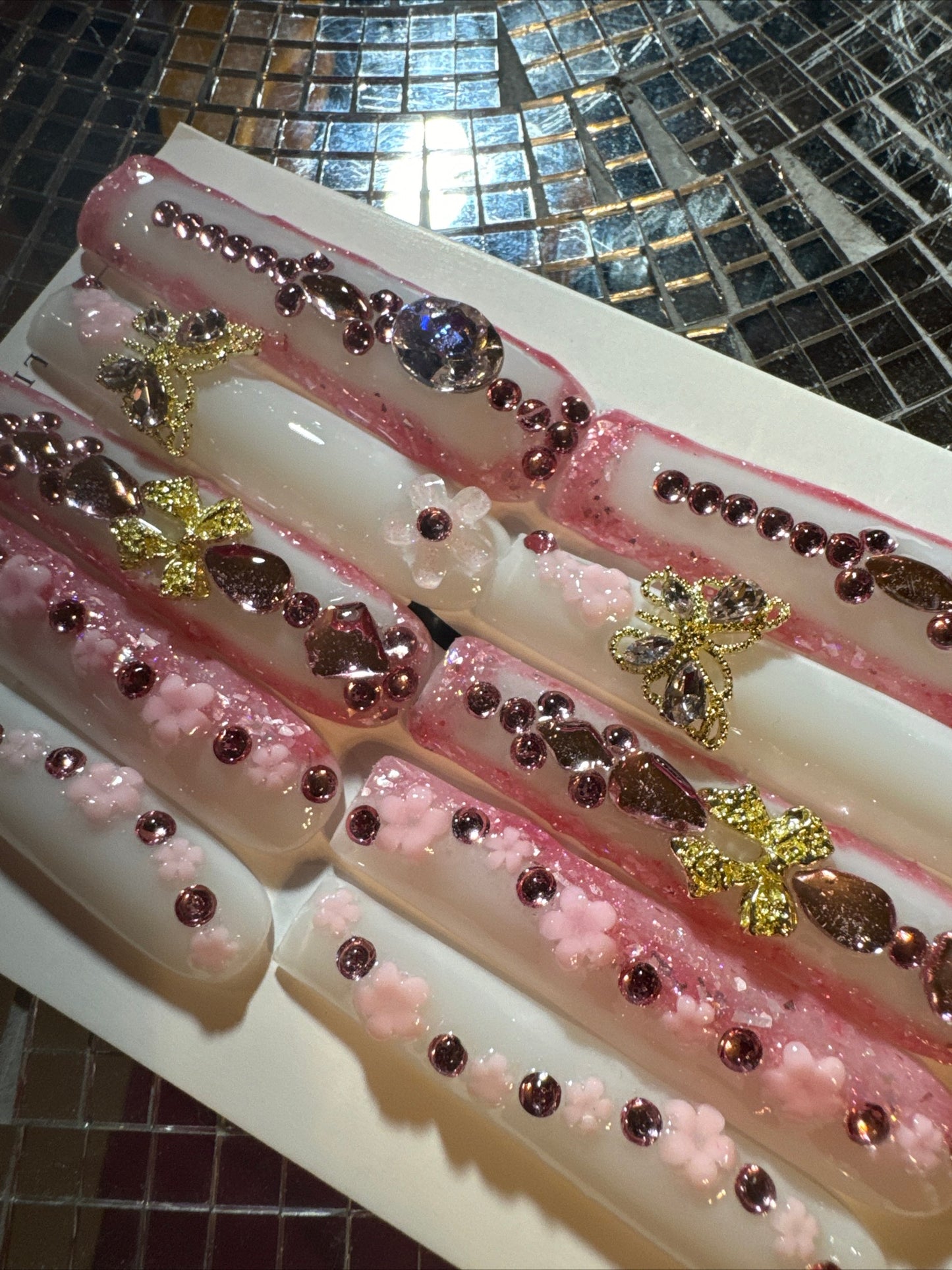 ๐white pink gold floral ๐
