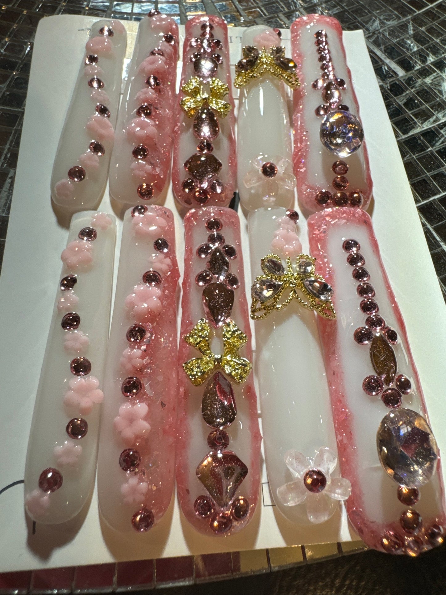 ๐white pink gold floral ๐