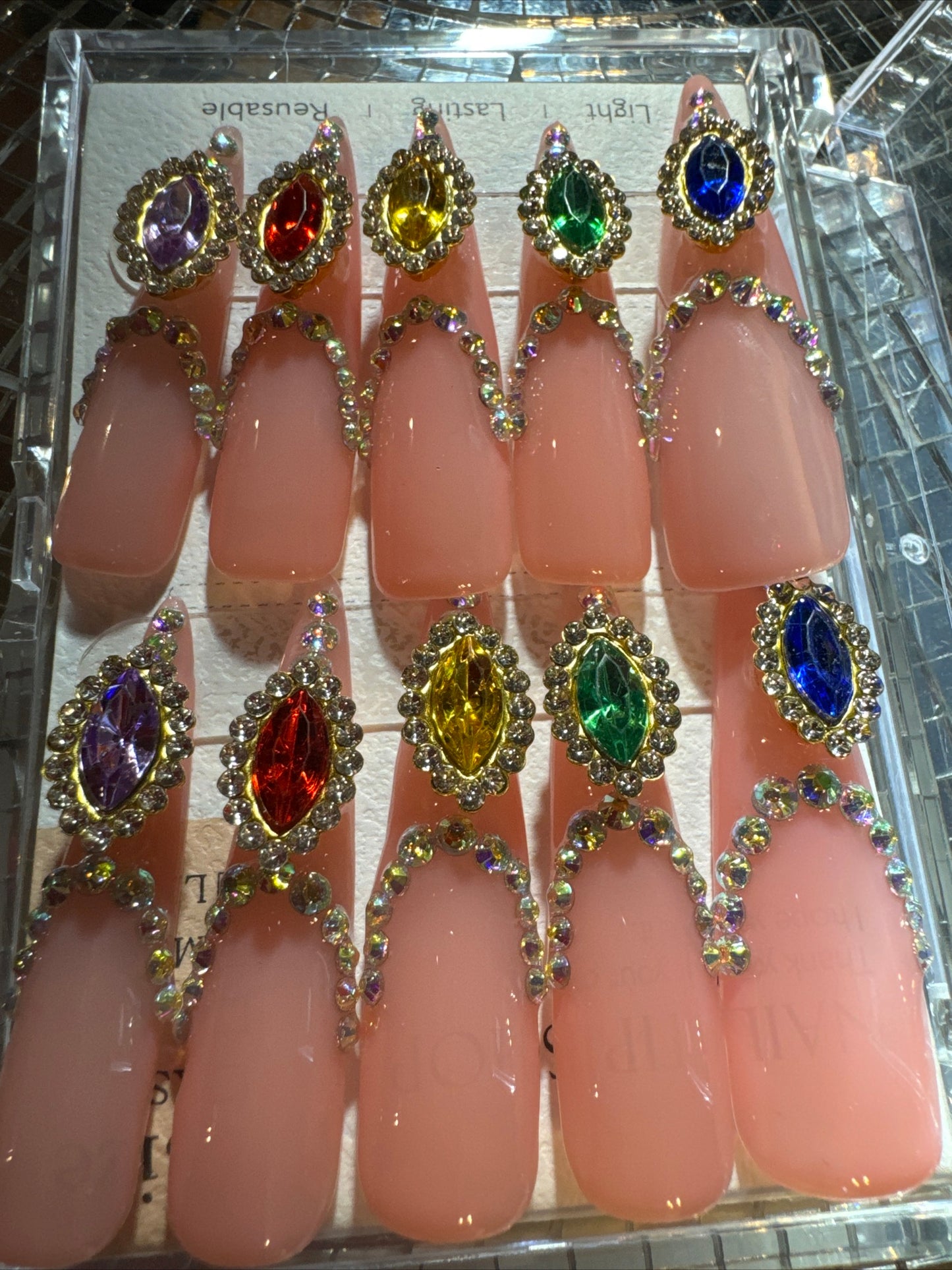 🎀 xxl stiletto pink clear colorful ✨ ✨ 💅