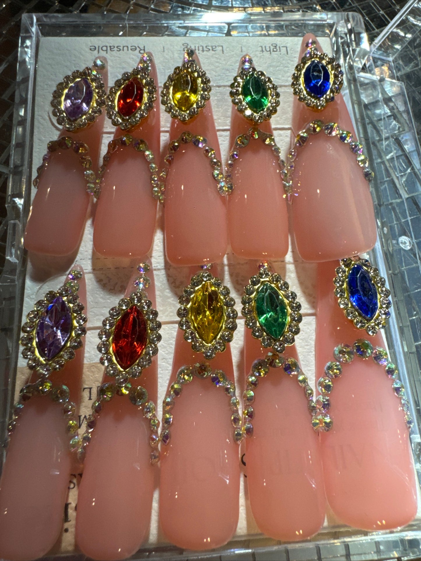🎀 xxl stiletto pink clear colorful ✨ ✨ 💅
