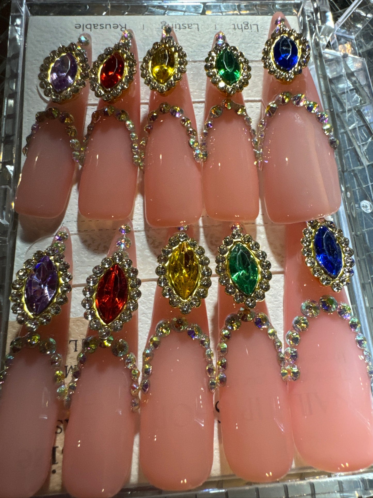🎀 xxl stiletto pink clear colorful ✨ ✨ 💅