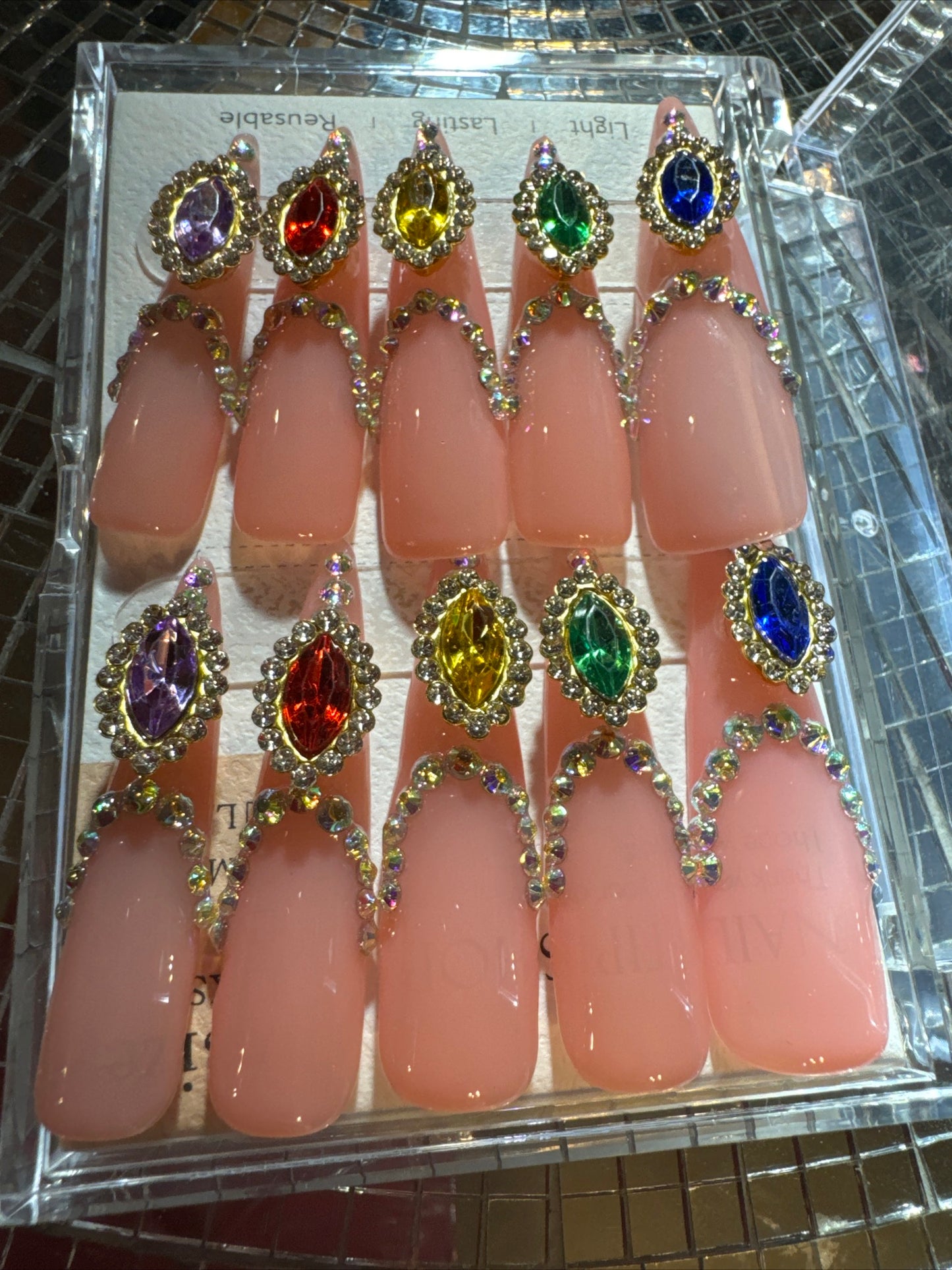 🎀 xxl stiletto pink clear colorful ✨ ✨ 💅