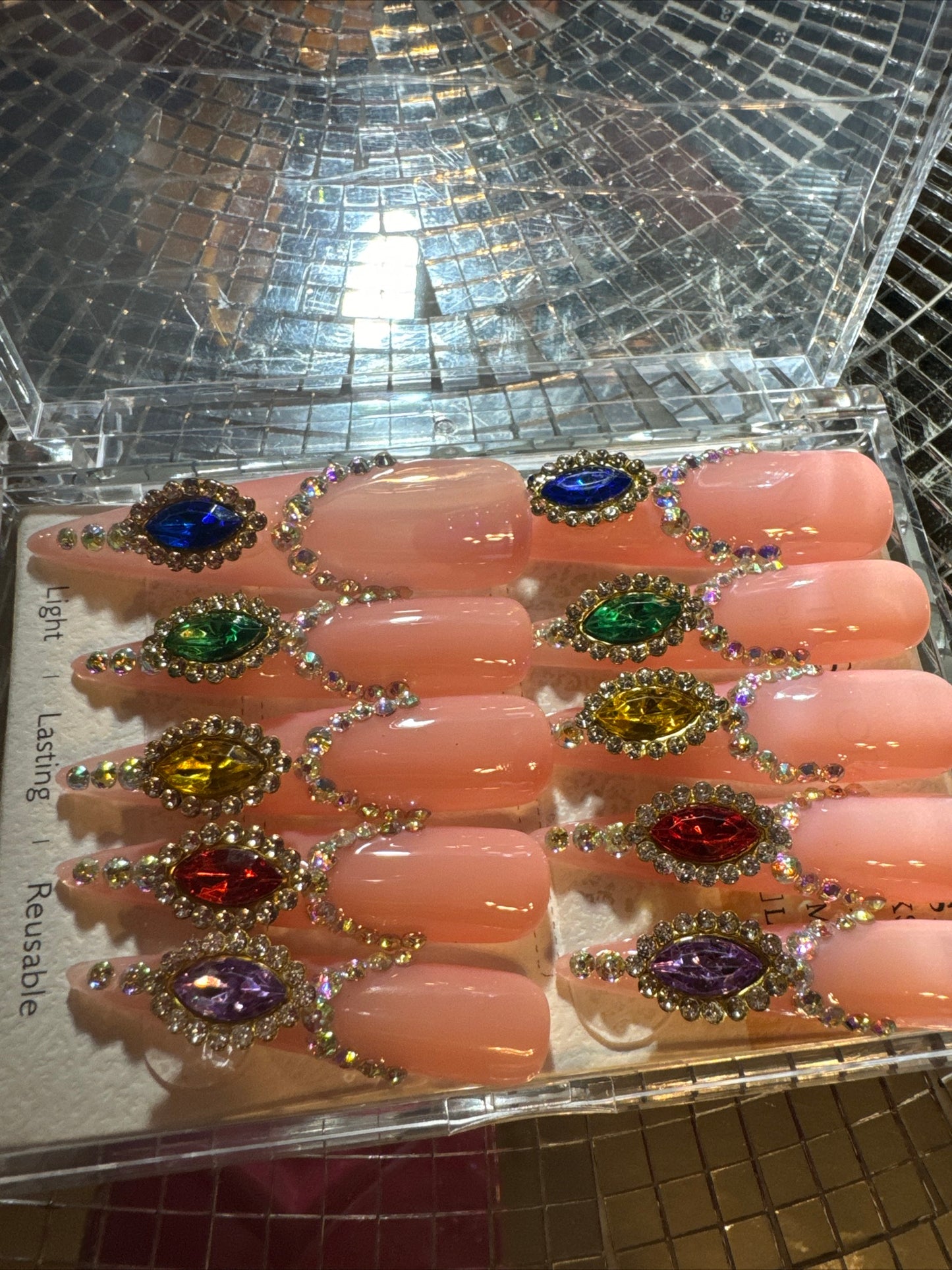 🎀 xxl stiletto pink clear colorful ✨ ✨ 💅