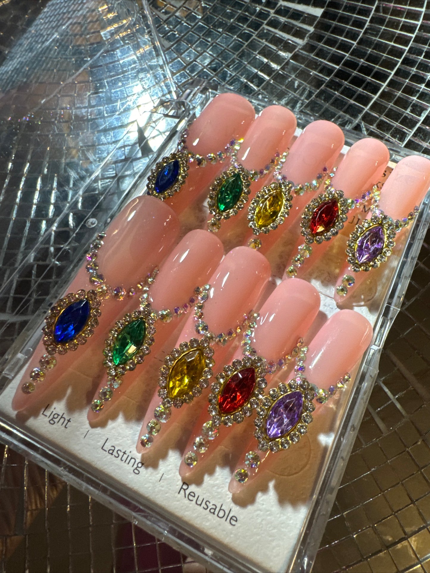🎀 xxl stiletto pink clear colorful ✨ ✨ 💅