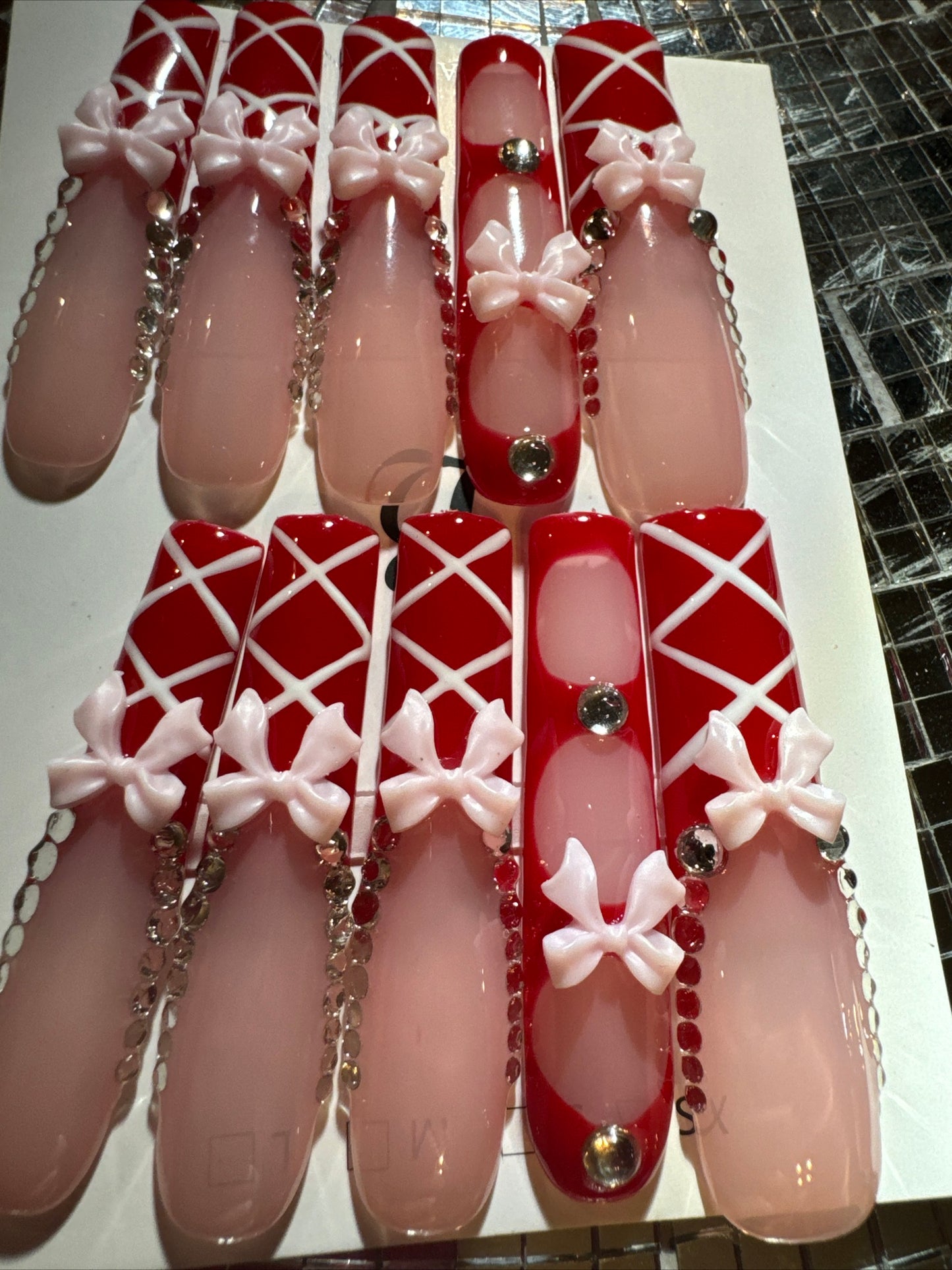 🎀 xxl red pink white 💅