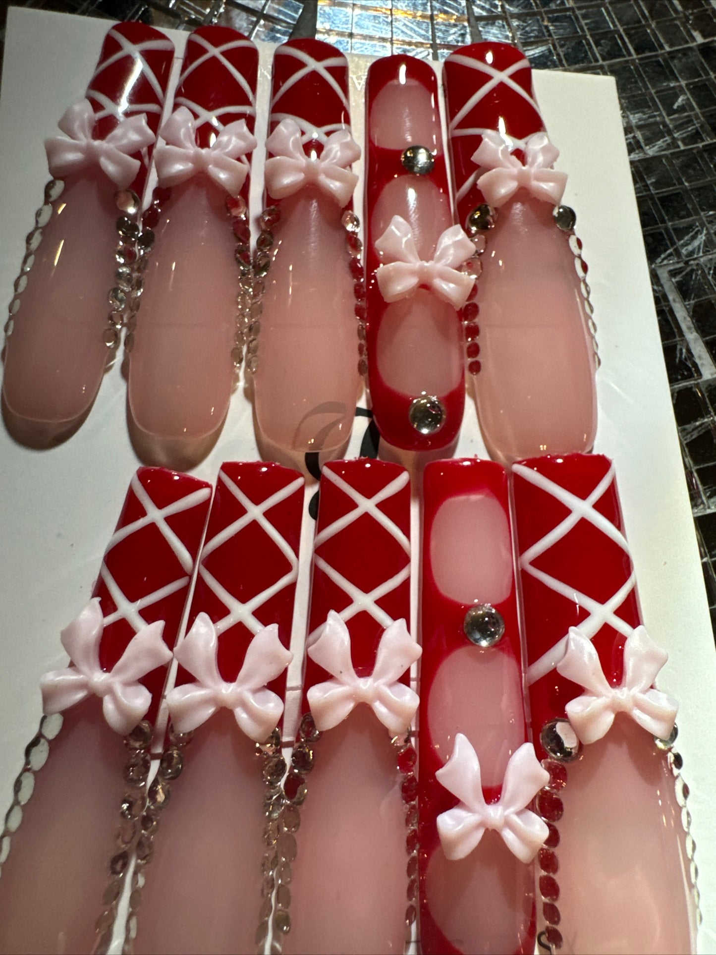 🎀 xxl red pink white 💅