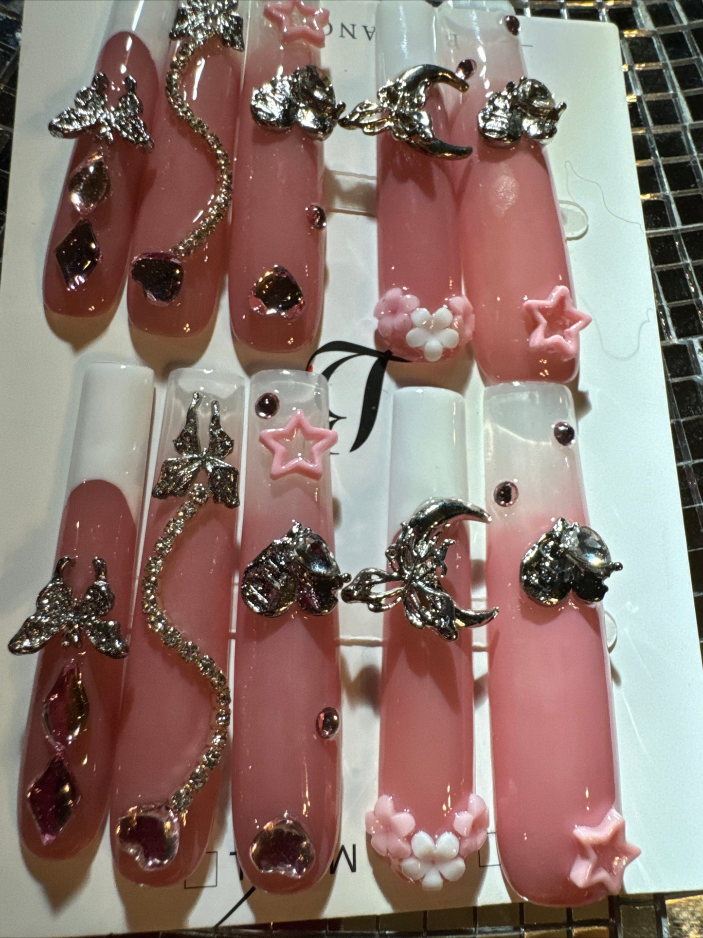 🎀 xxl pink white celestial 💅
