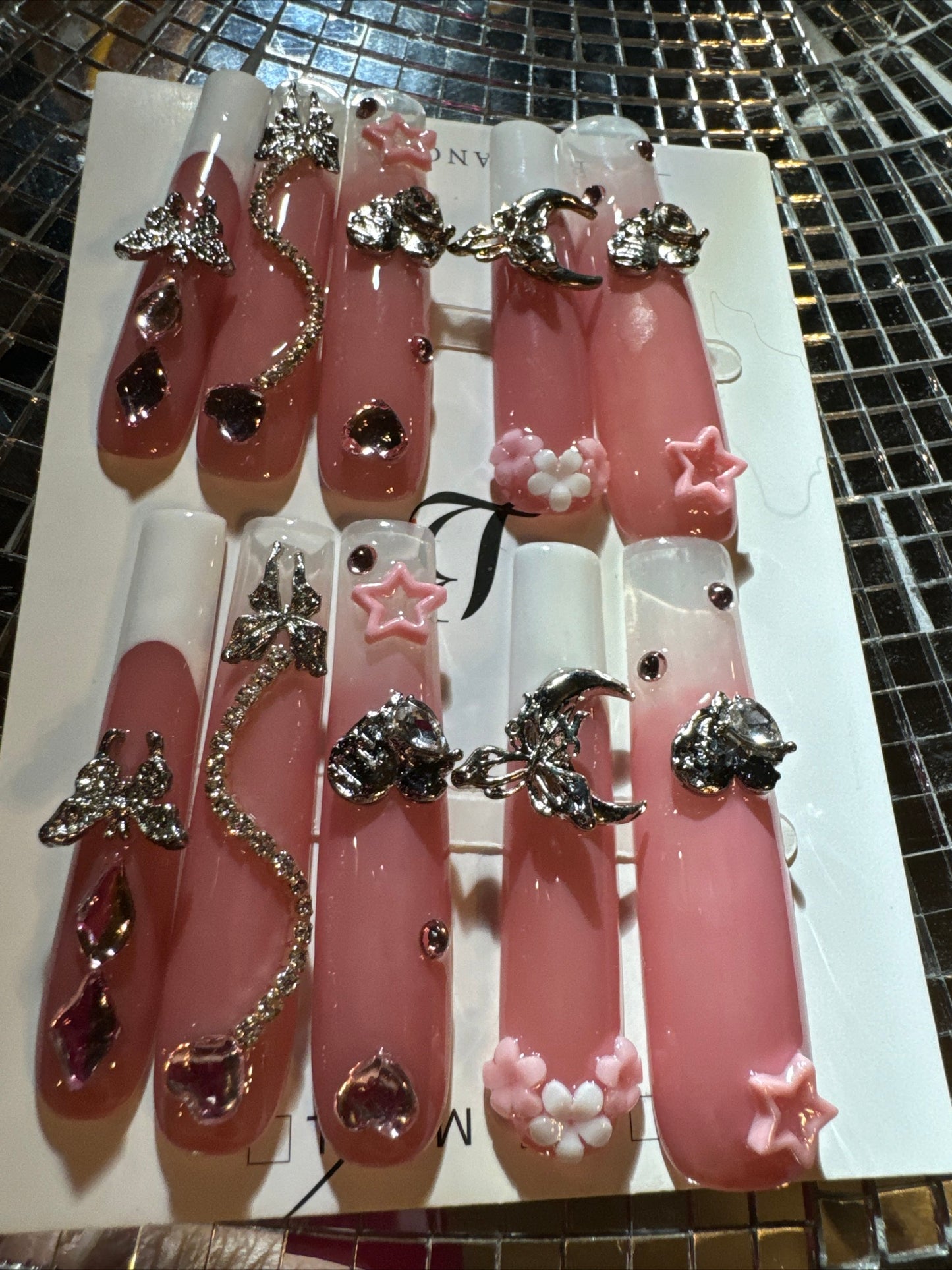 🎀 xxl pink white celestial 💅