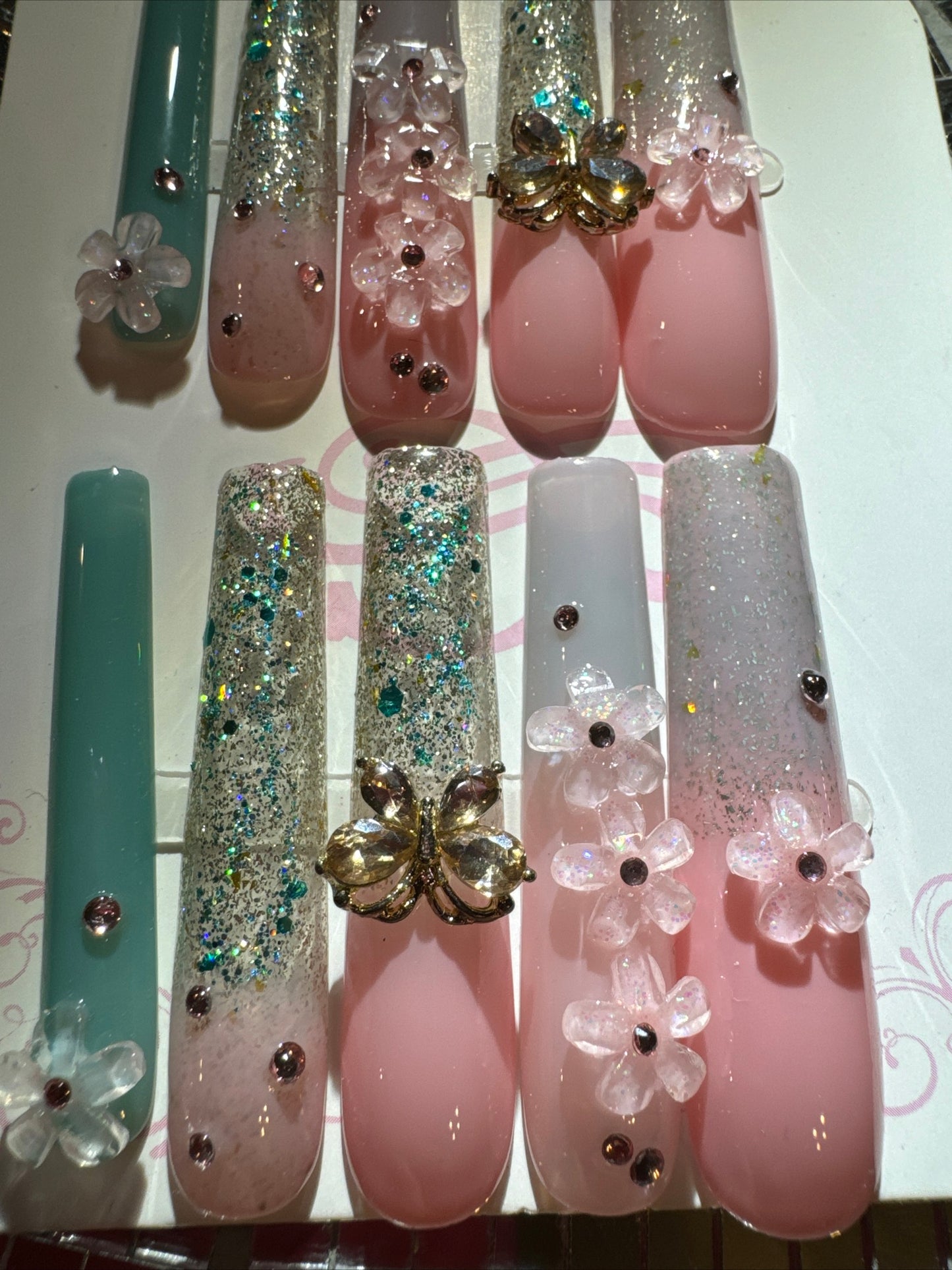 🎀 xxl mint green pink 💅