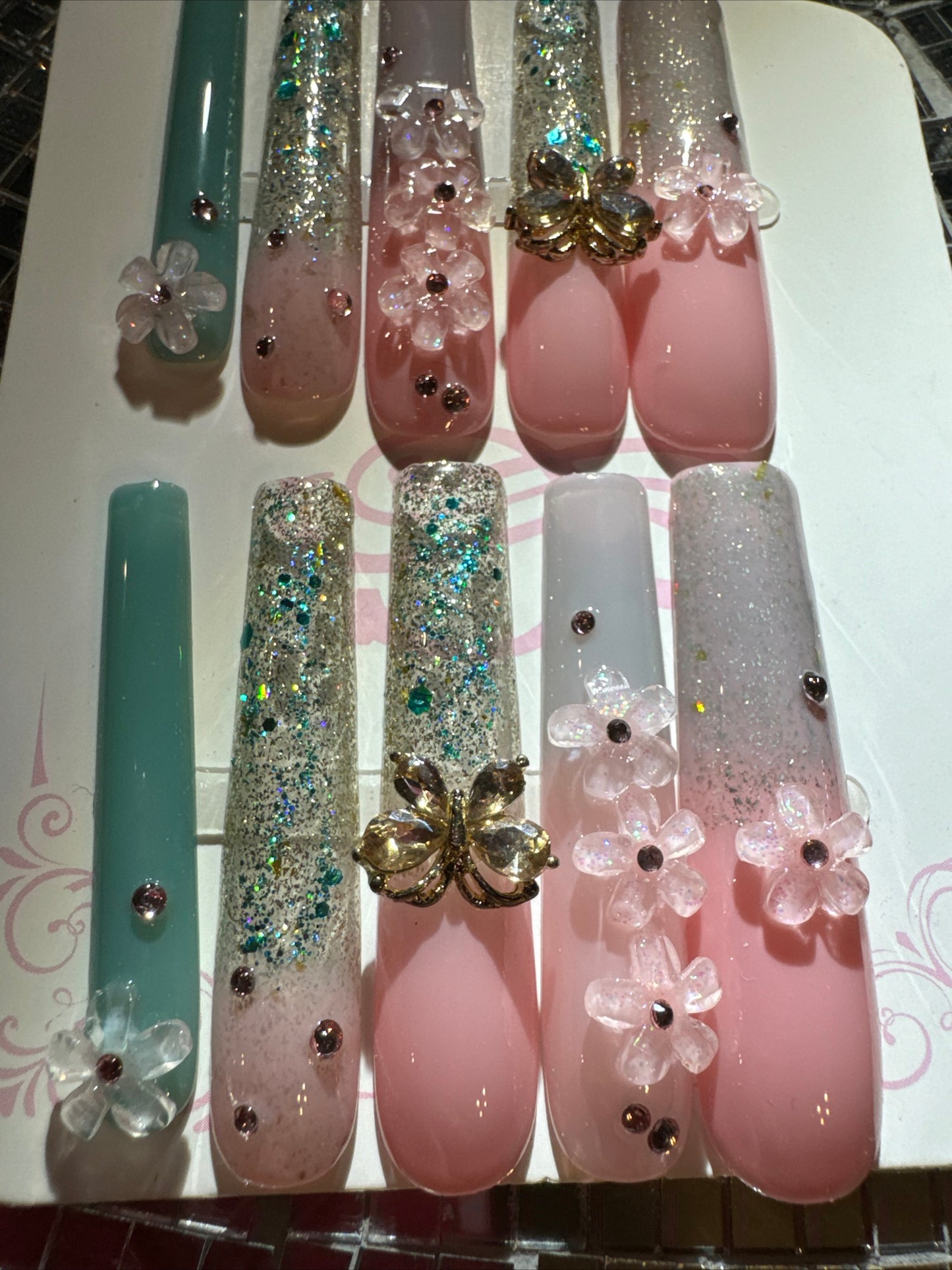 🎀 xxl mint green pink 💅