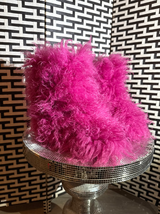 punk pink fuzzy boots
