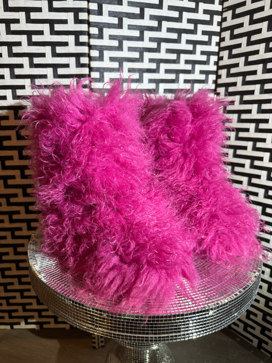 punk pink fuzzy boots