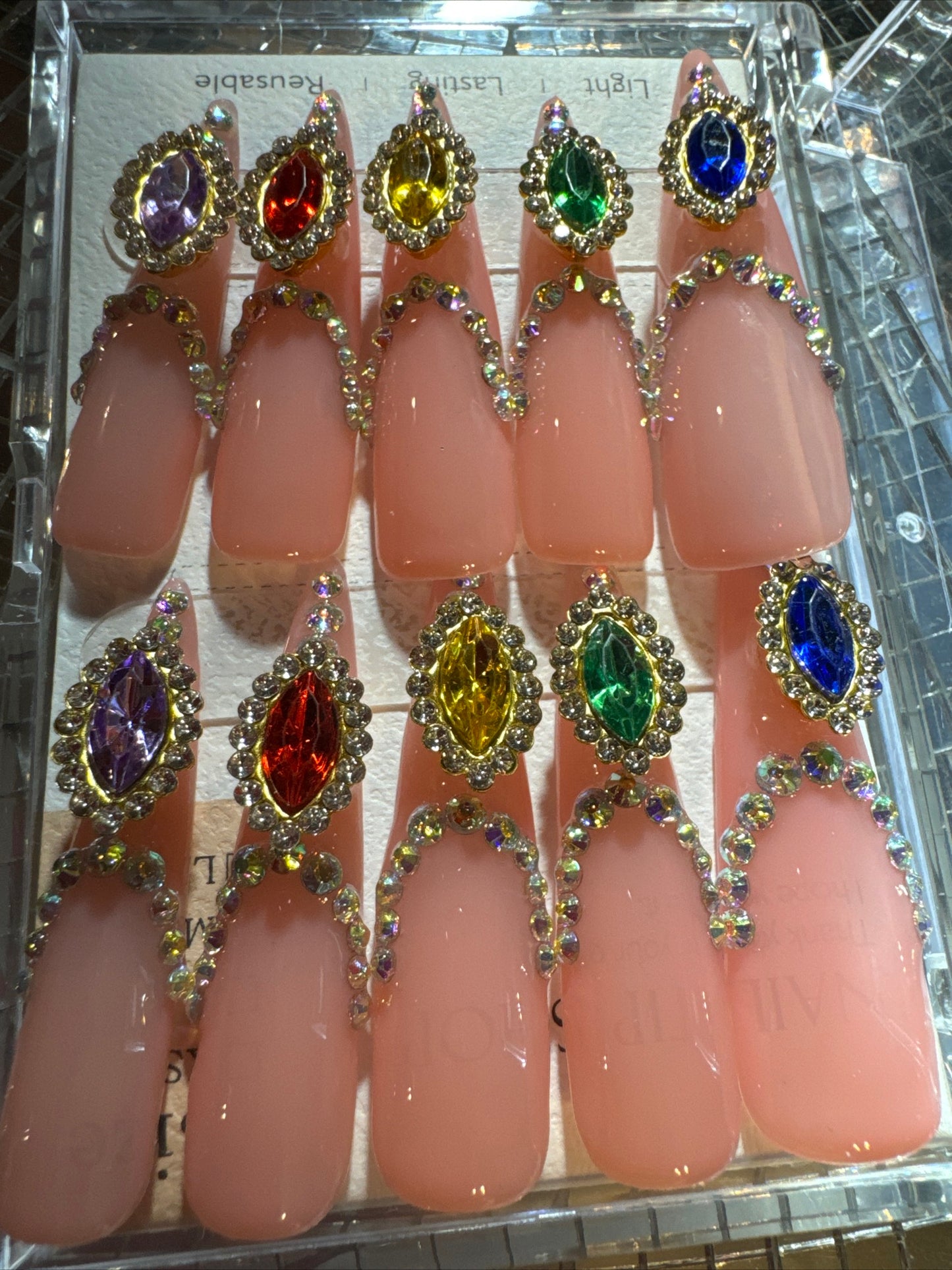 🎀 xxl stiletto pink clear colorful ✨  ✨ 💅