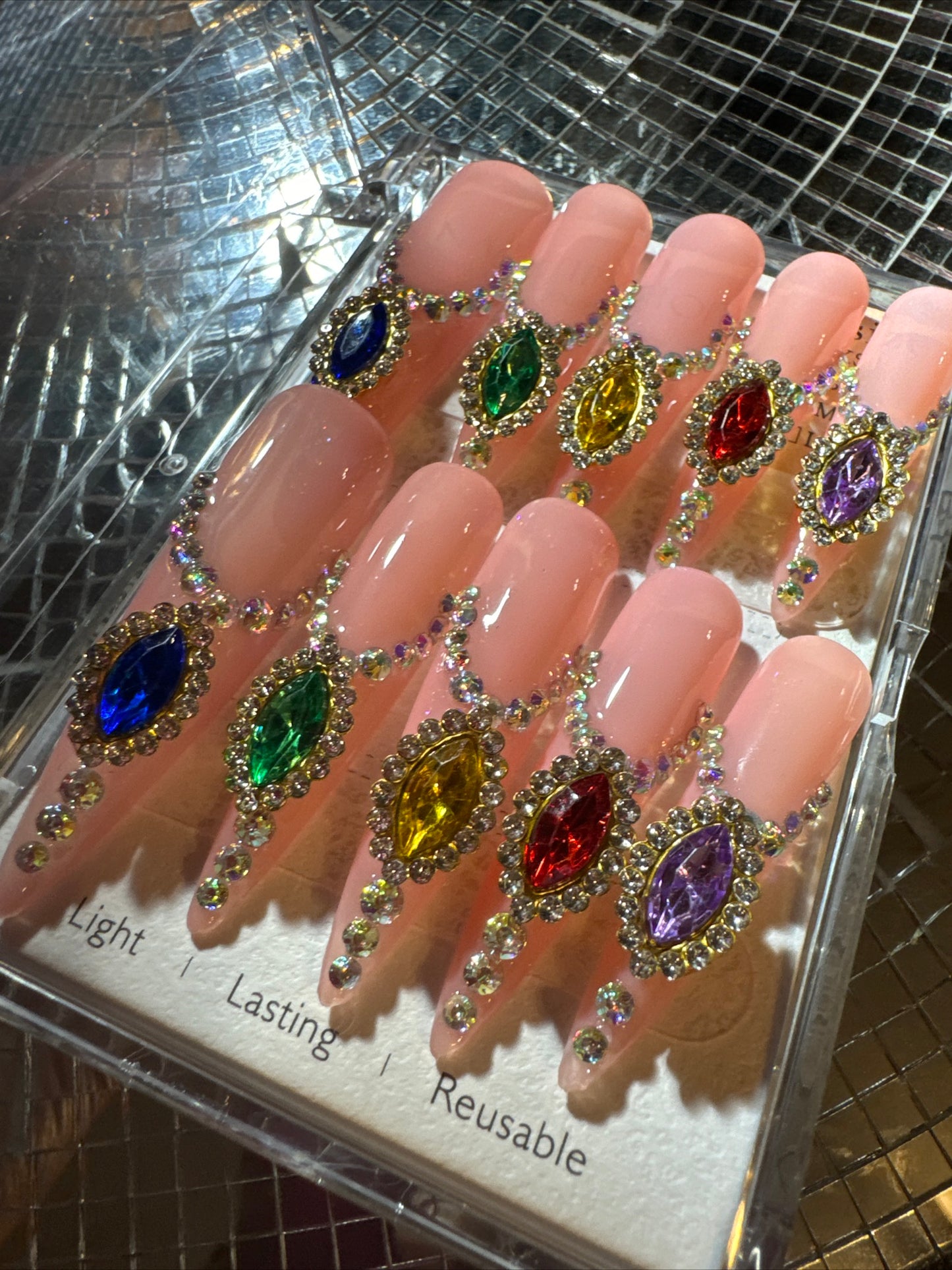 🎀 xxl stiletto pink clear colorful ✨  ✨ 💅