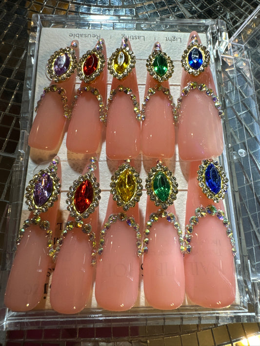 🎀 xxl stiletto pink clear colorful ✨  ✨ 💅