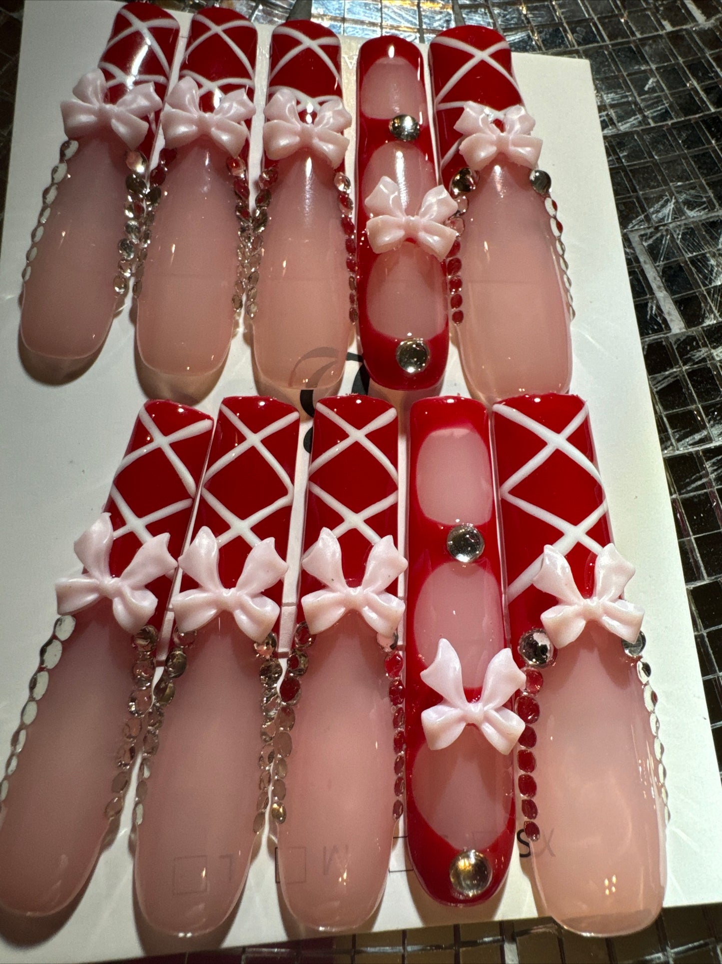 🎀 xxl red pink white 💅