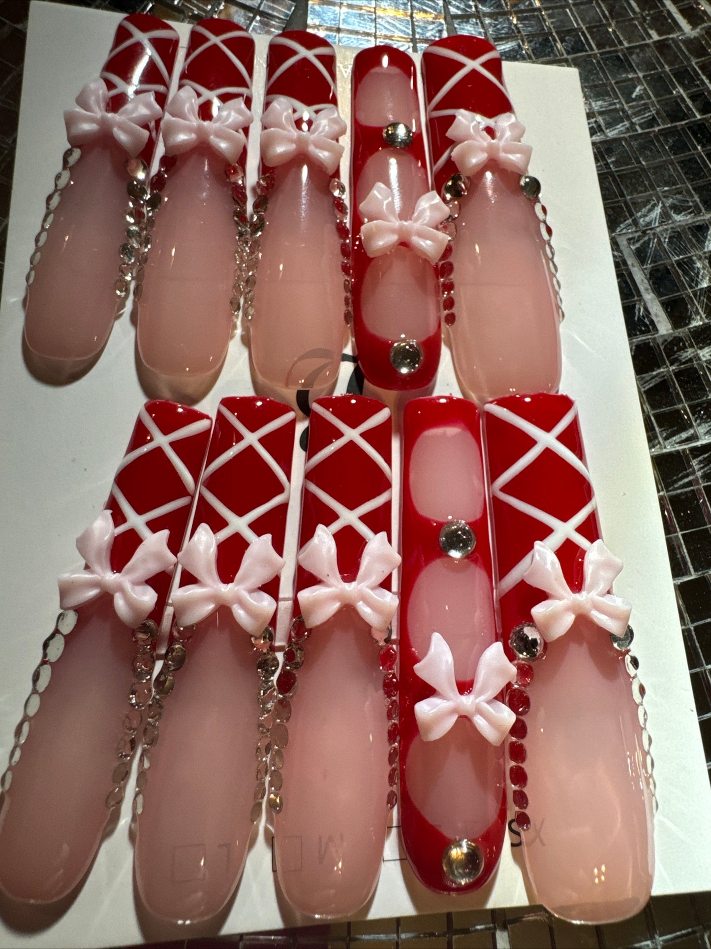🎀 xxl red pink white 💅