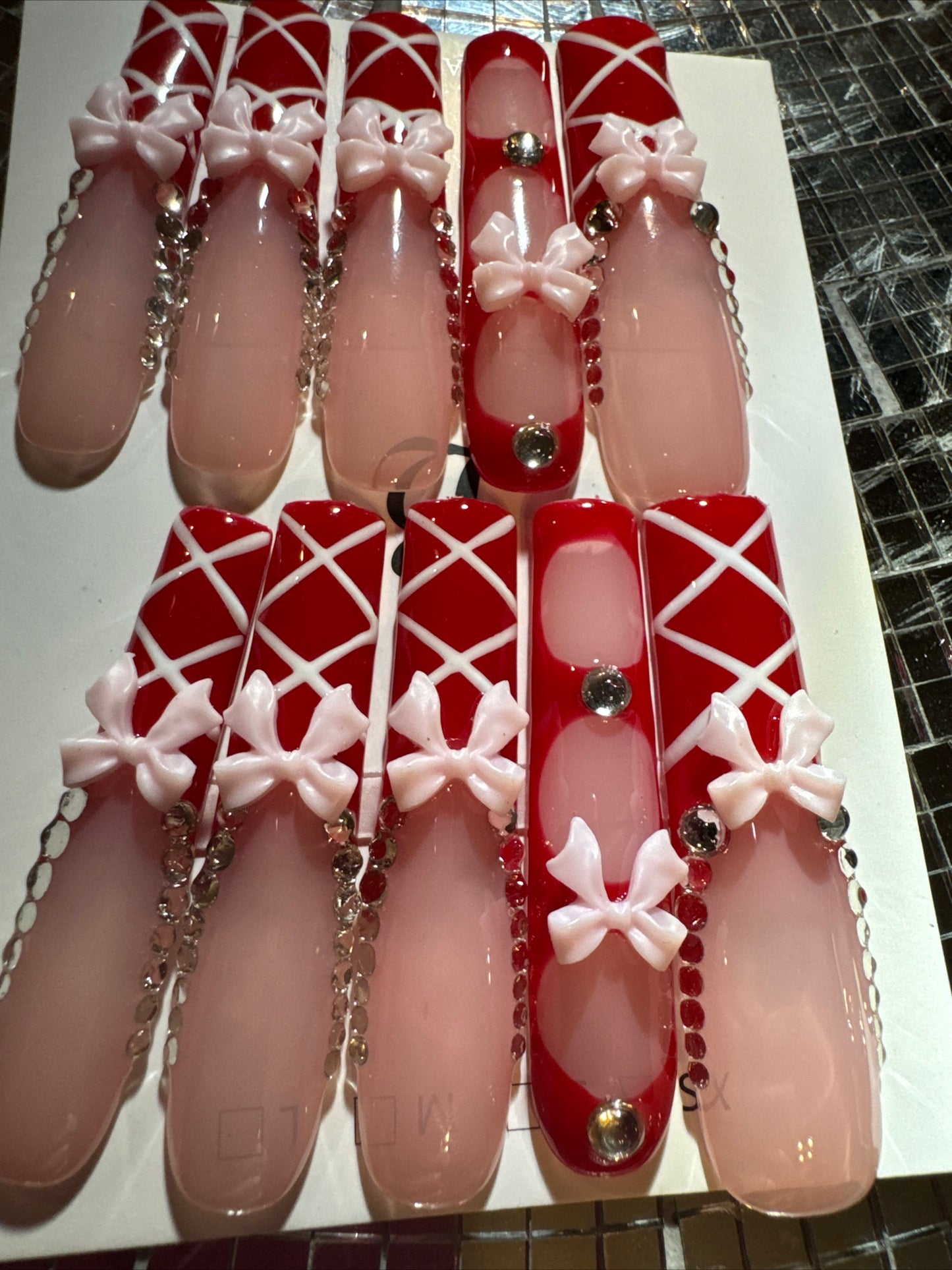 🎀 xxl red pink white 💅