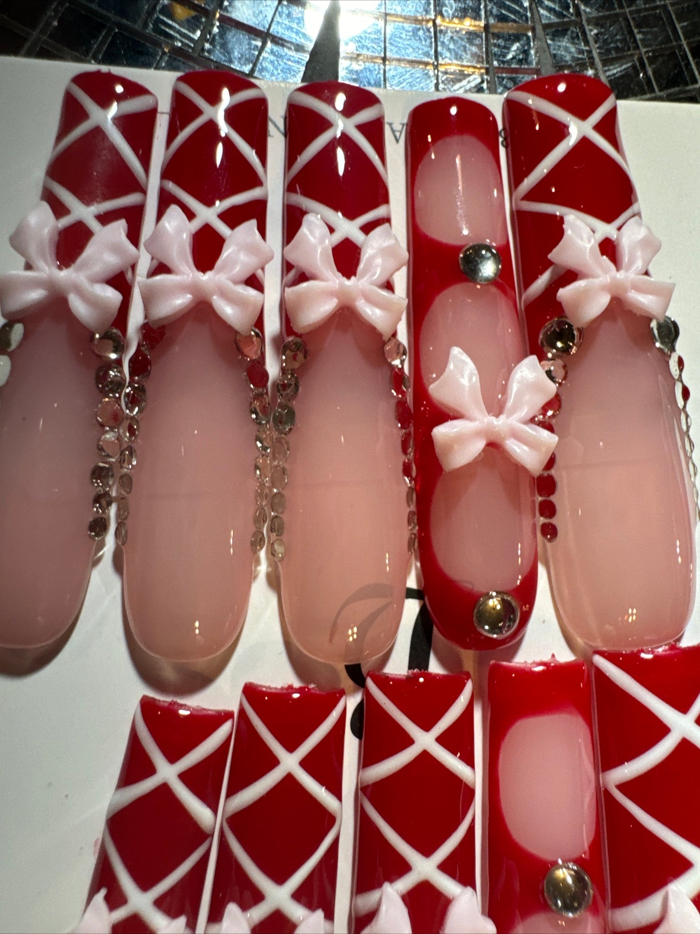 🎀 xxl red pink white 💅