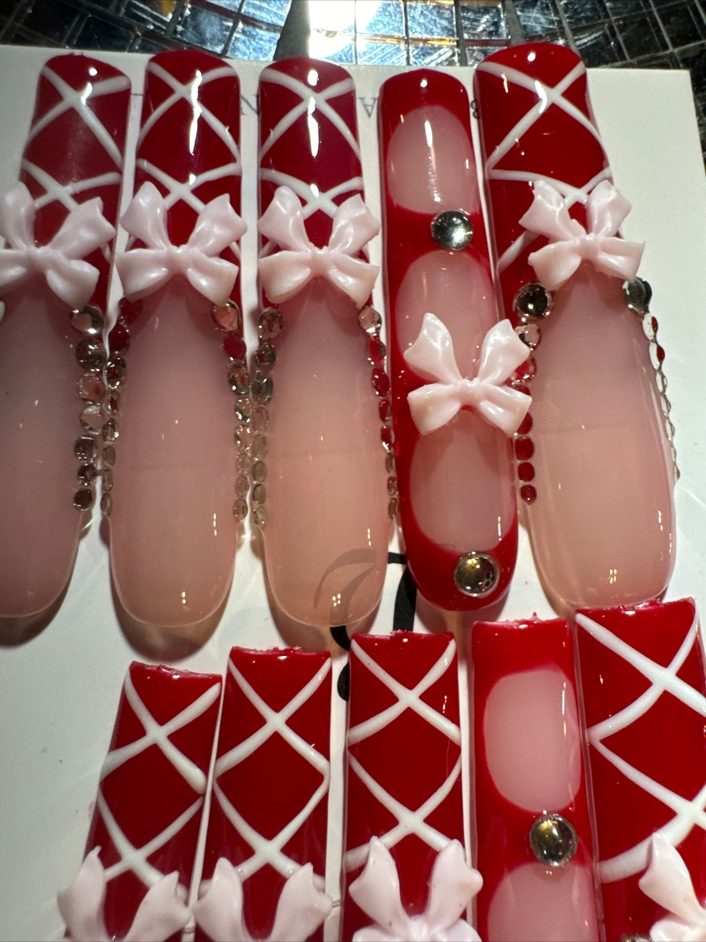 🎀 xxl red pink white 💅