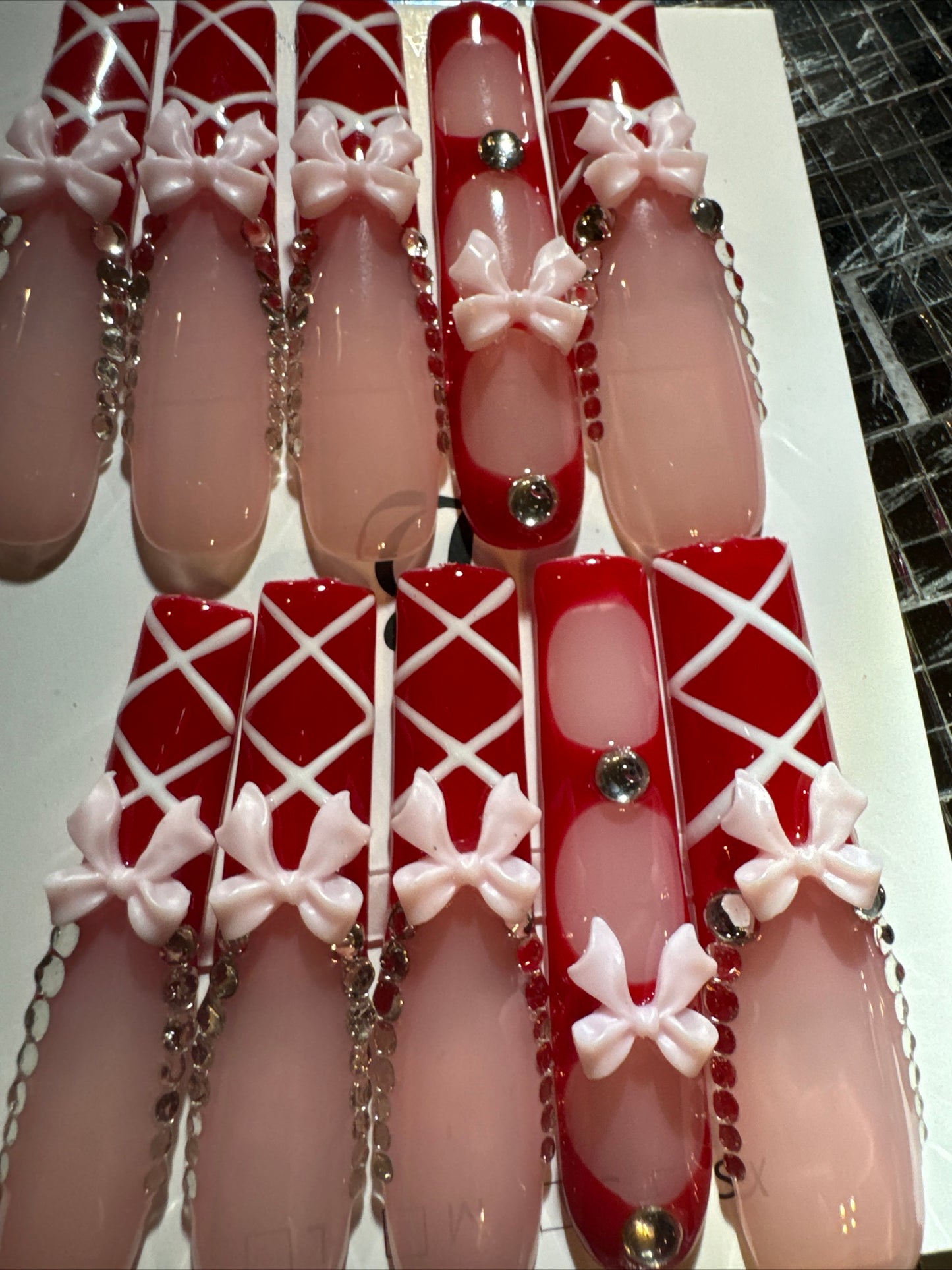 🎀 xxl red pink white 💅