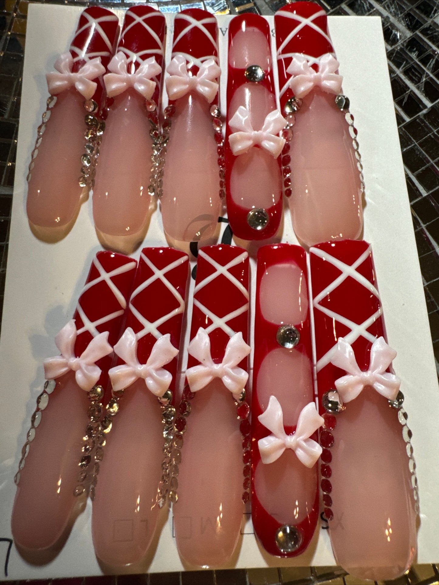 🎀 xxl red pink white 💅