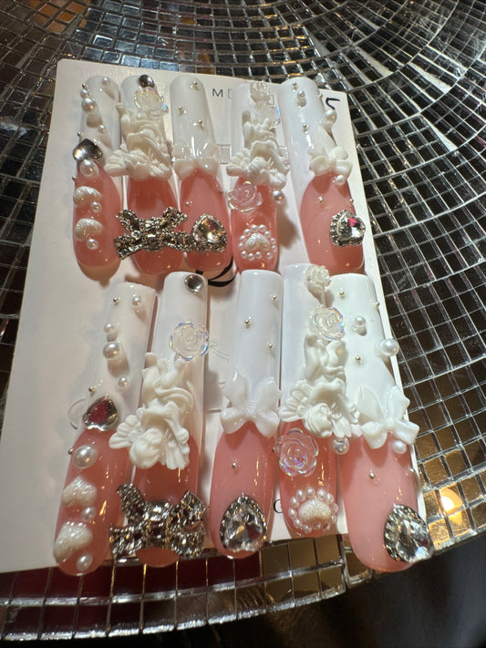 🎀 xxl pink white 😇 angel 💅
