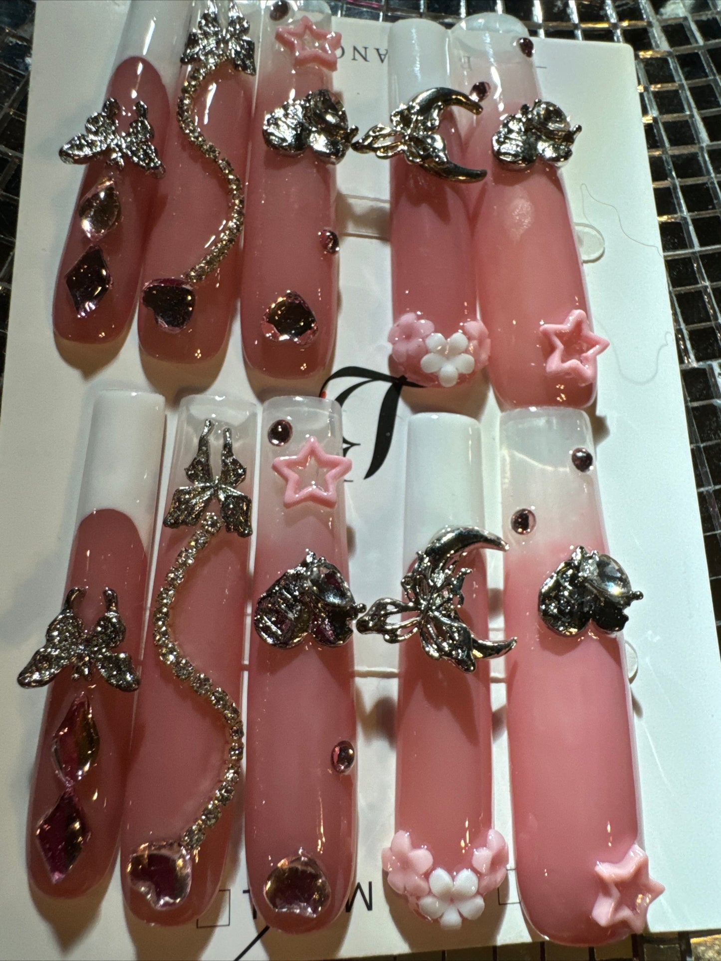 🎀 xxl pink white celestial 💅