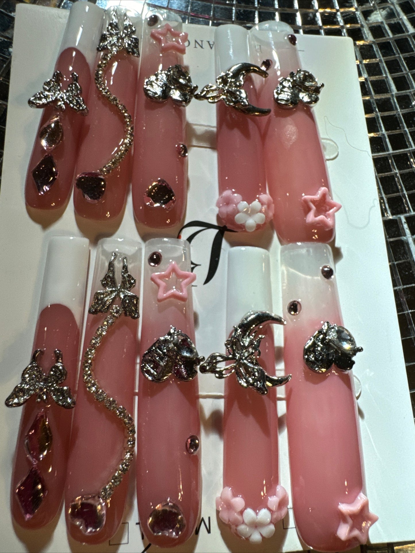 🎀 xxl pink white celestial 💅