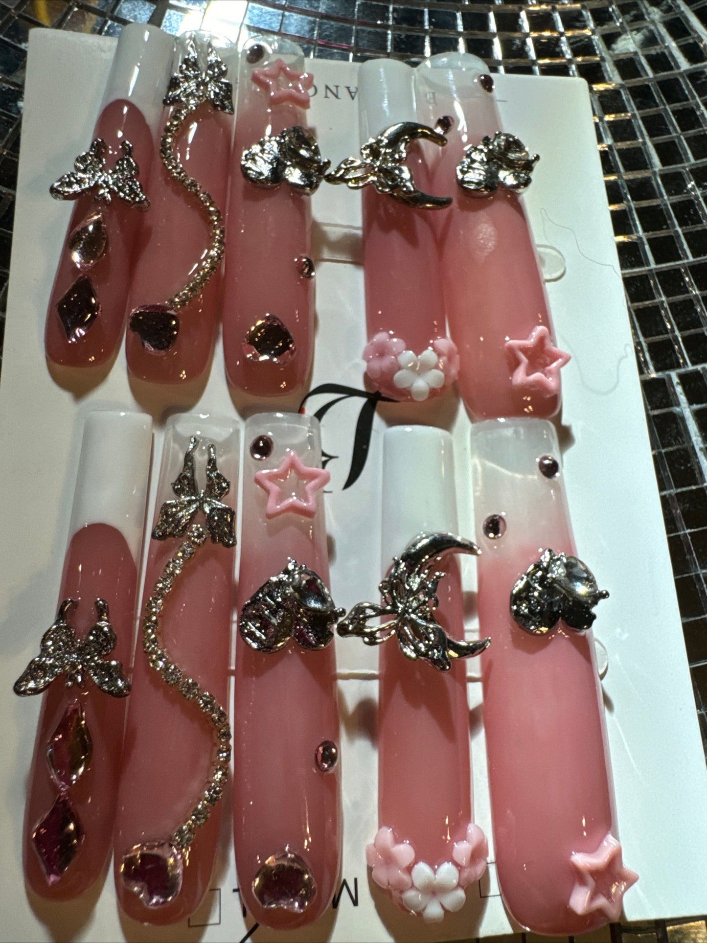 🎀 xxl pink white celestial 💅