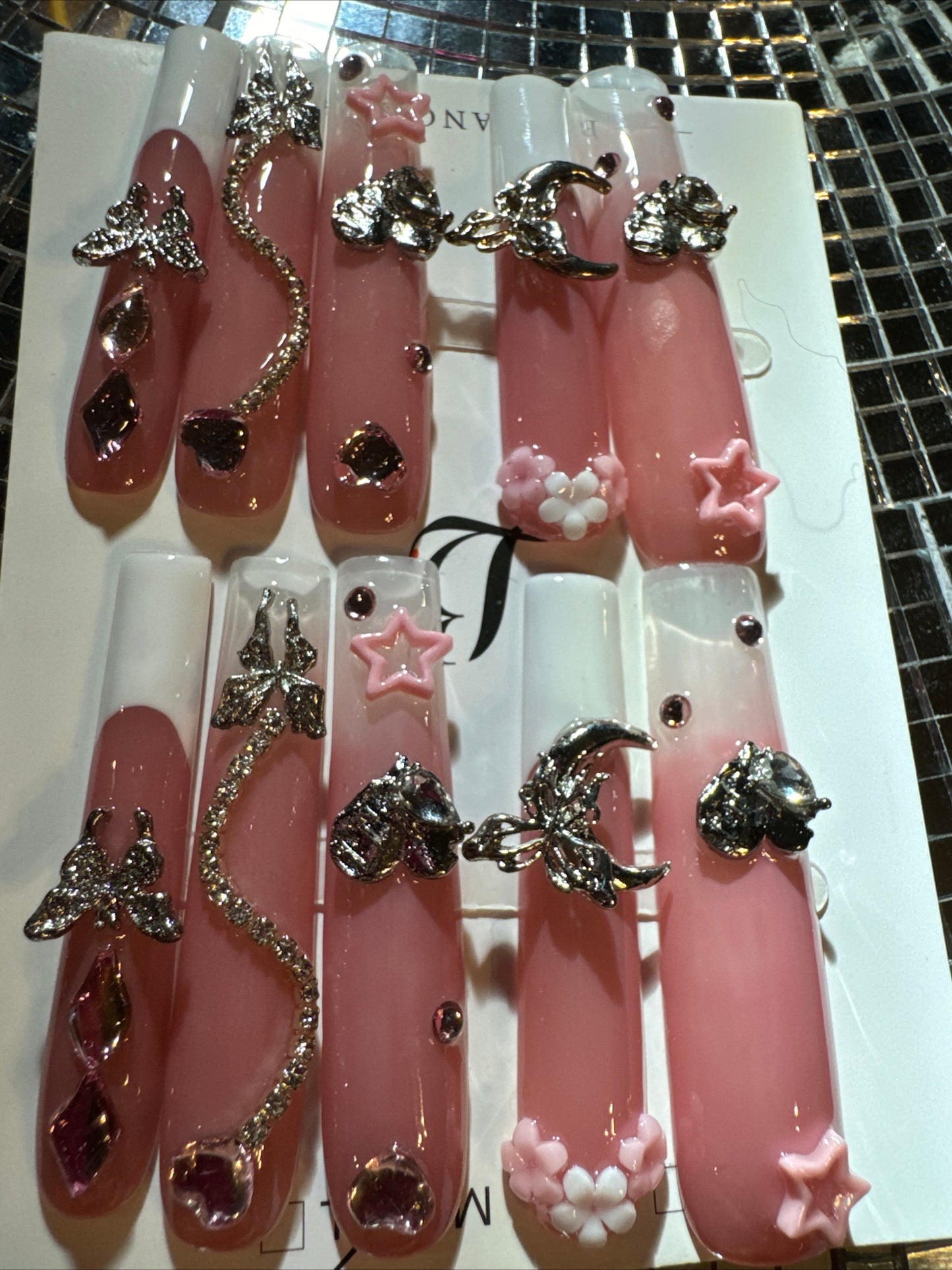 🎀 xxl pink white celestial 💅