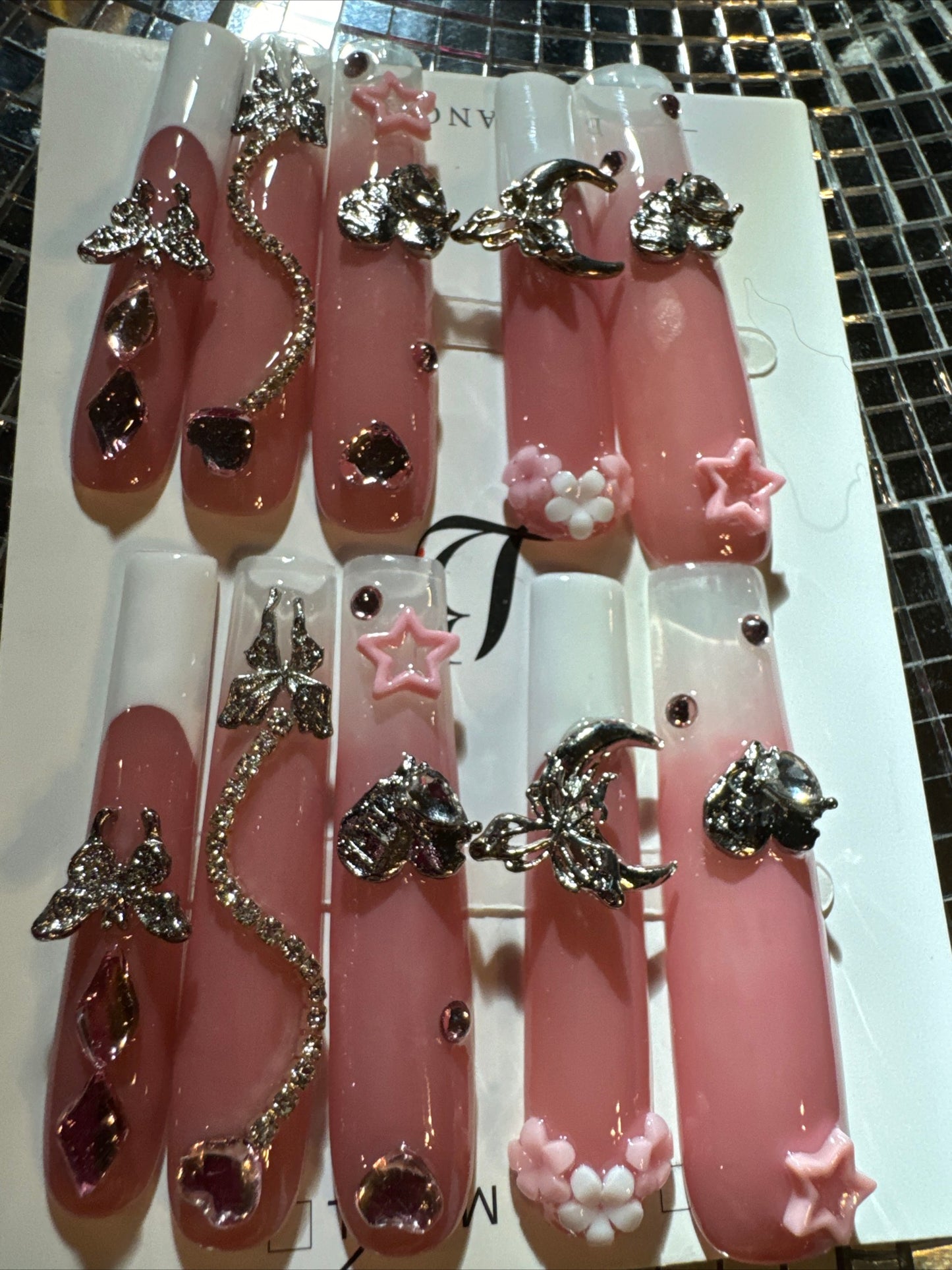 🎀 xxl pink white celestial 💅