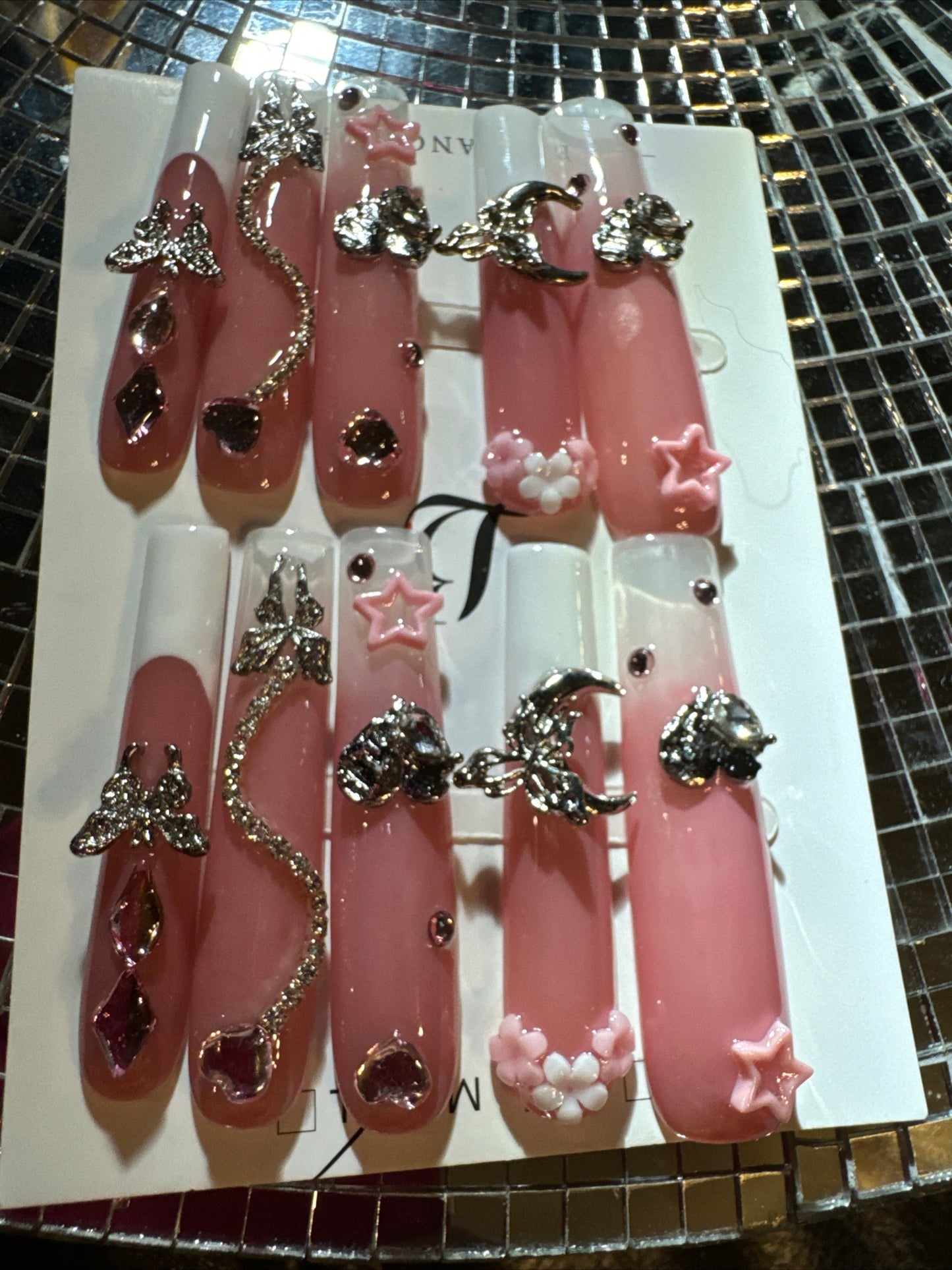 🎀 xxl pink white celestial 💅