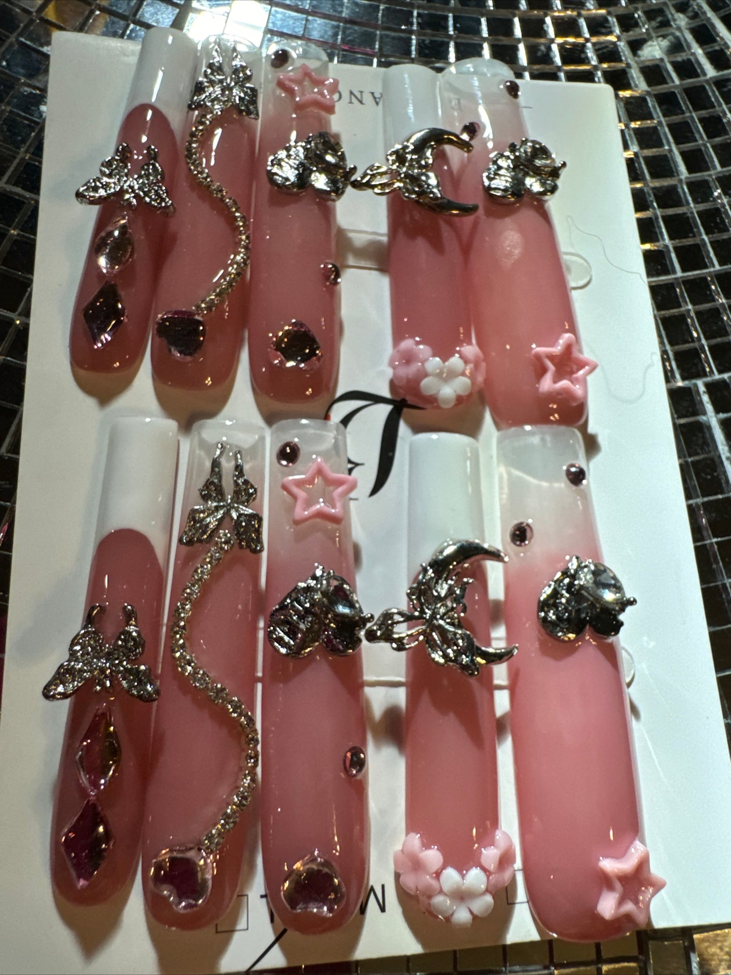 🎀 xxl pink white celestial 💅