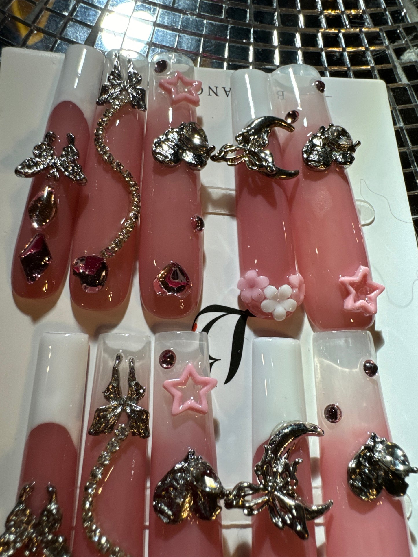 🎀 xxl pink white celestial 💅
