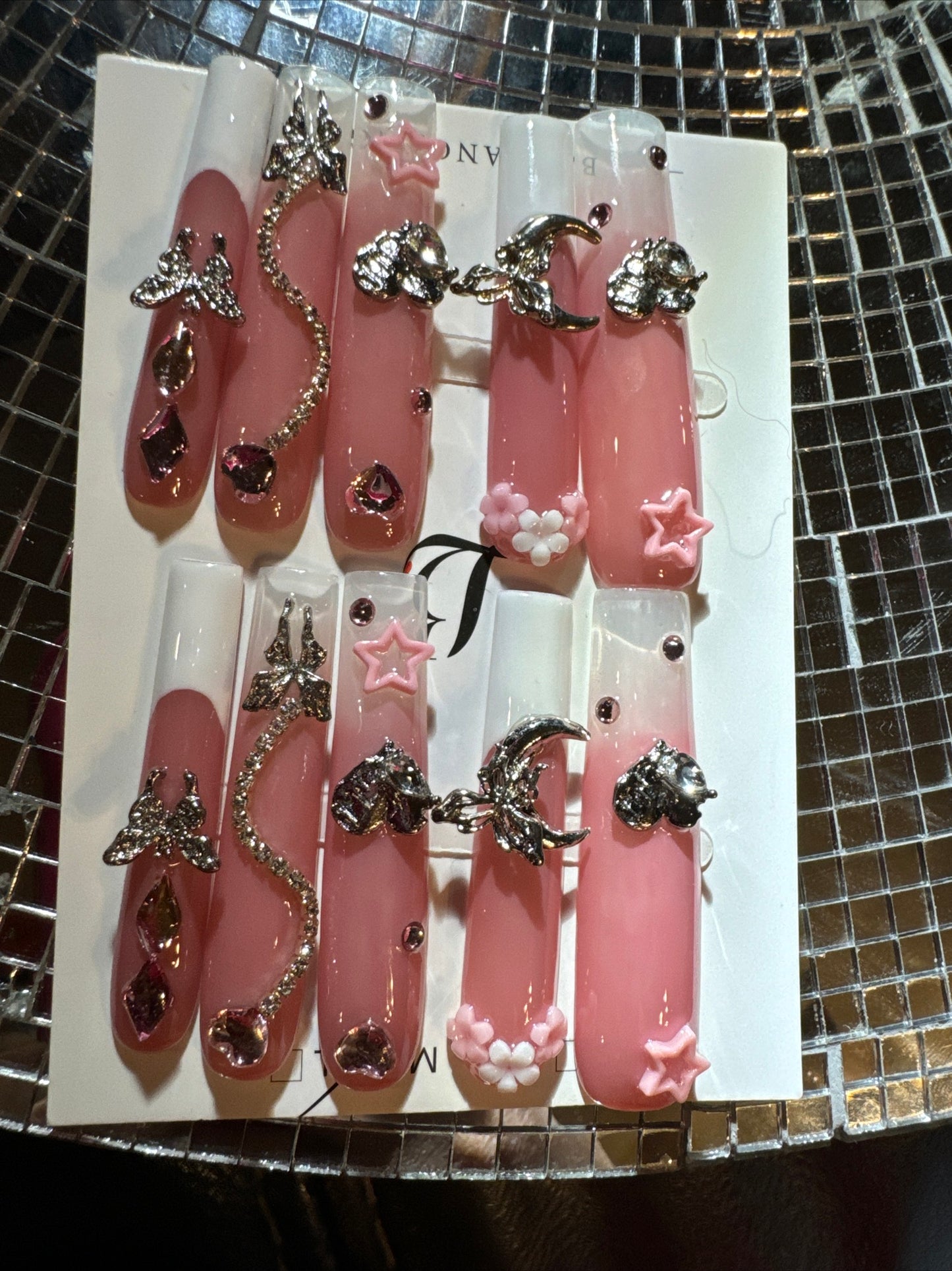 🎀 xxl pink white celestial 💅