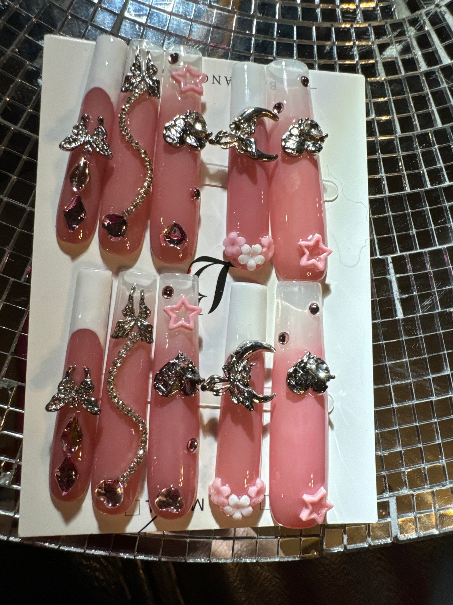 🎀 xxl pink white celestial 💅