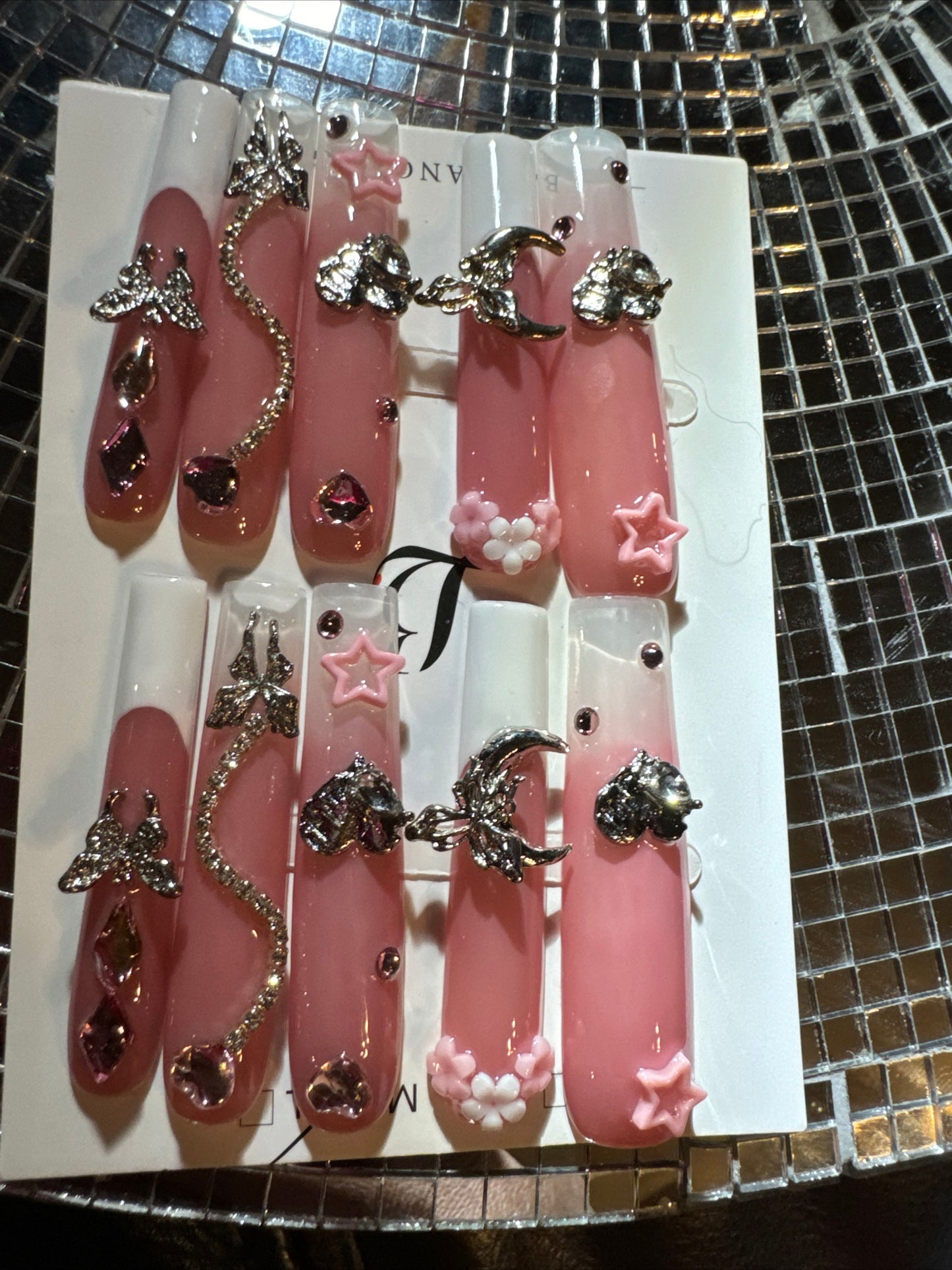 🎀 xxl pink white celestial 💅