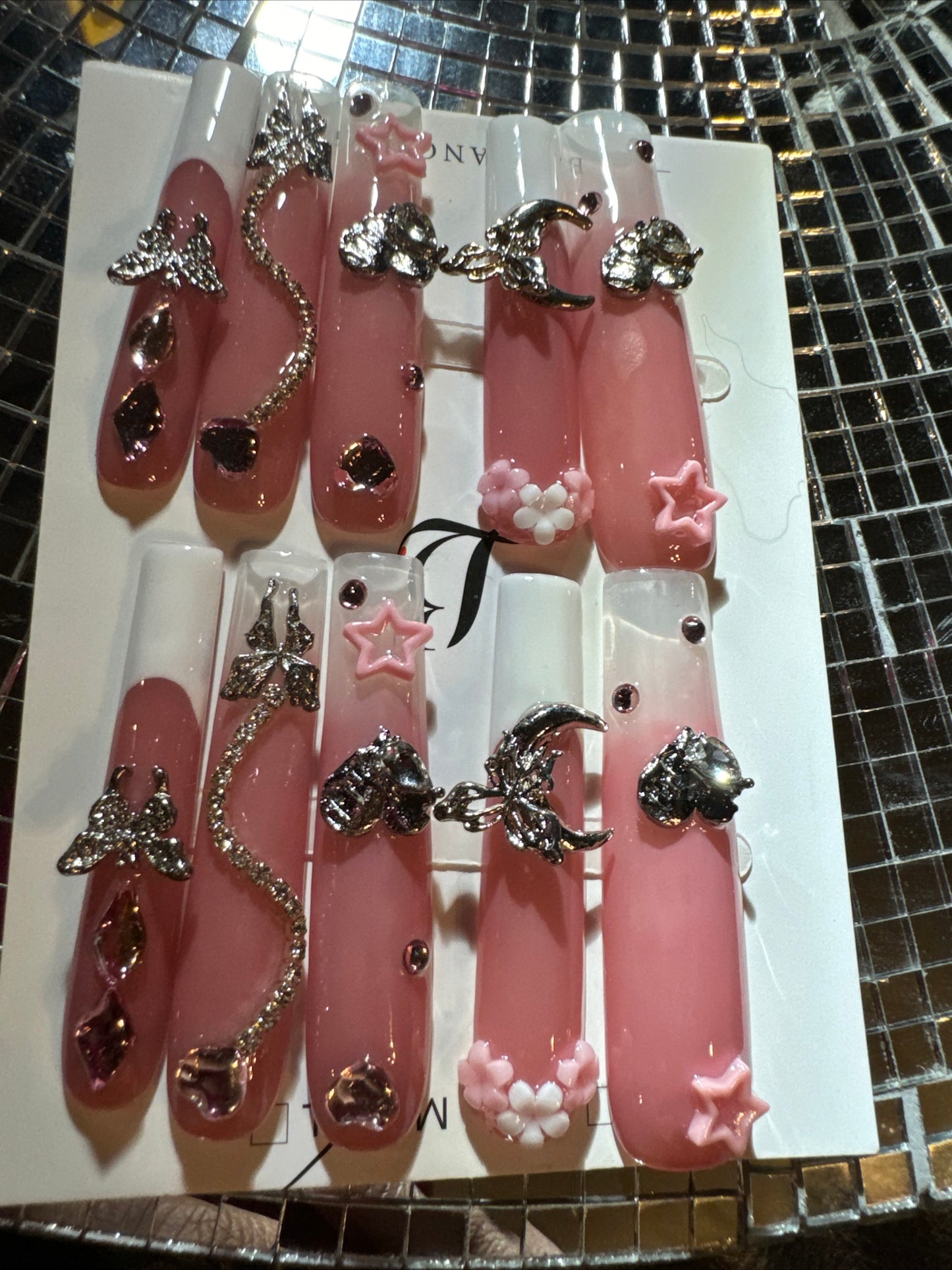 🎀 xxl pink white celestial 💅
