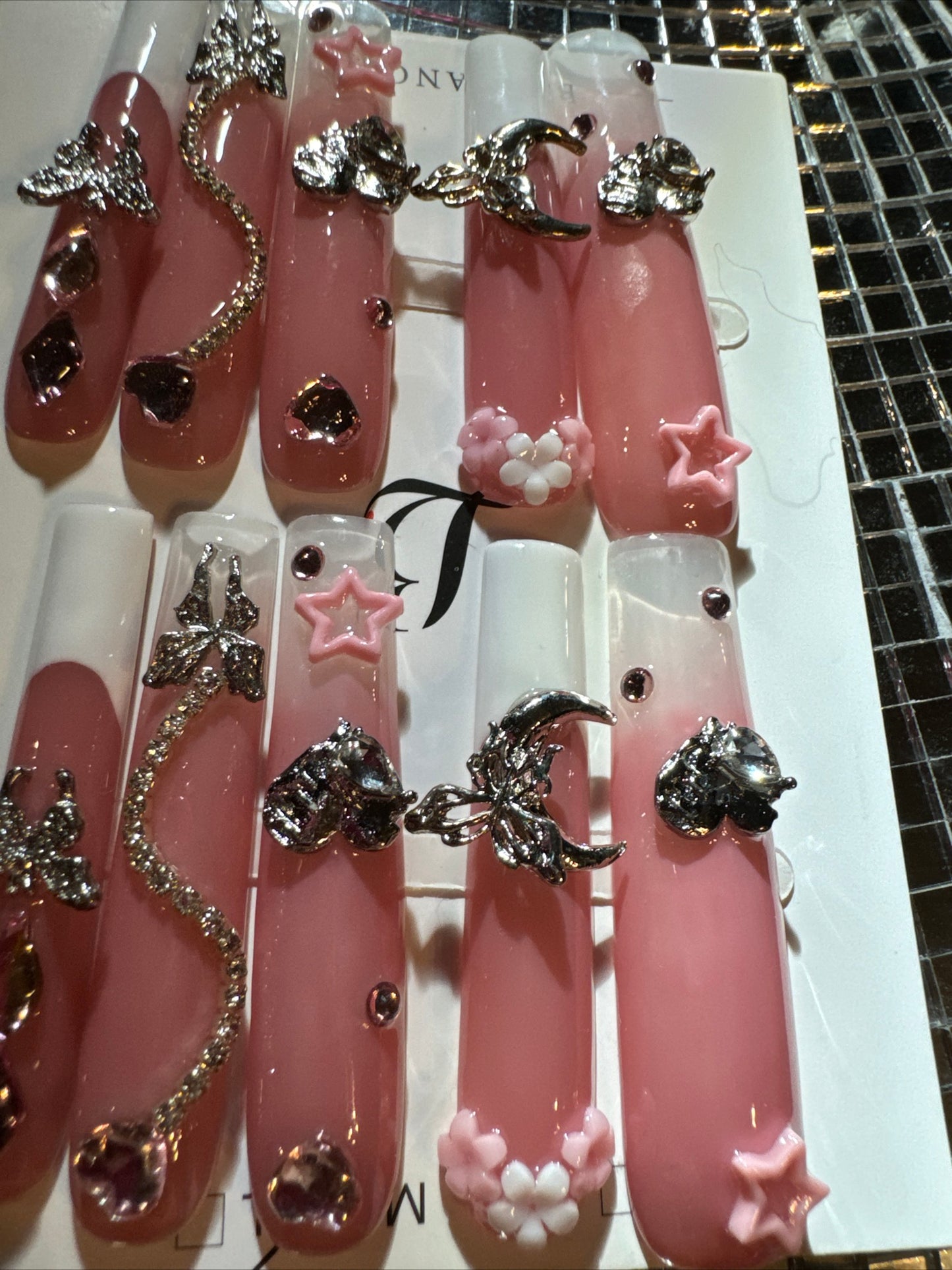🎀 xxl pink white celestial 💅