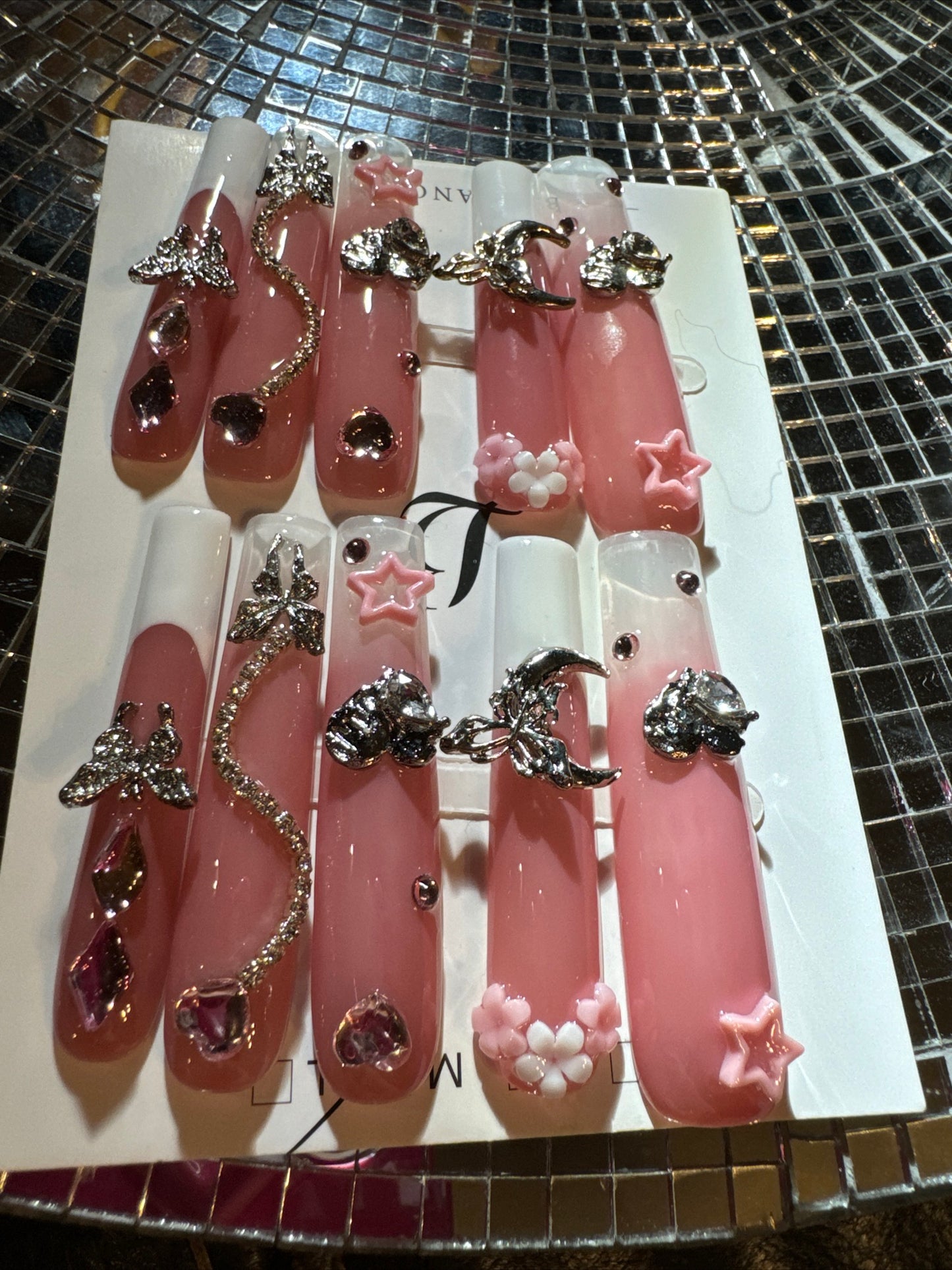 🎀 xxl pink white celestial 💅