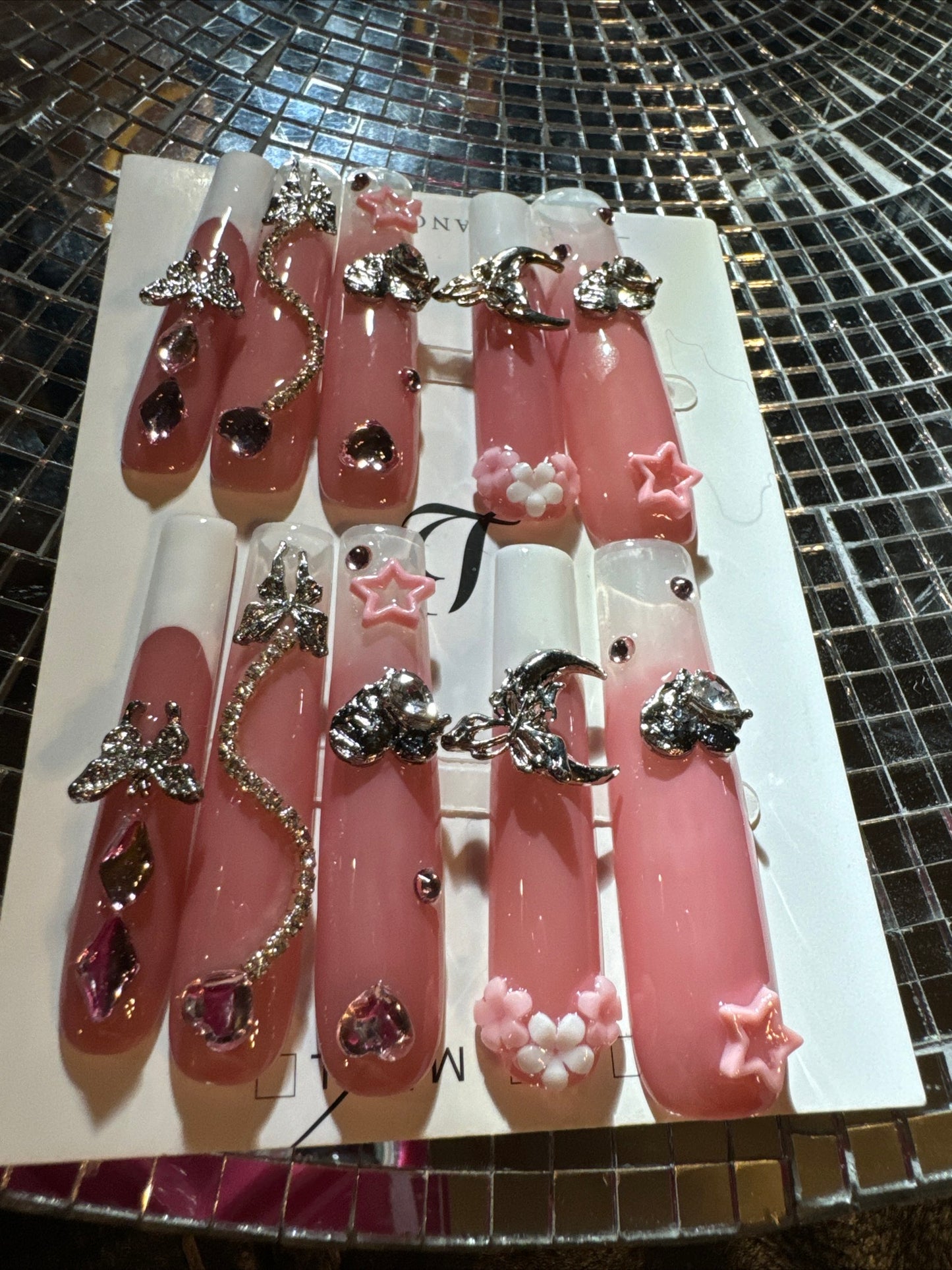 🎀 xxl pink white celestial 💅