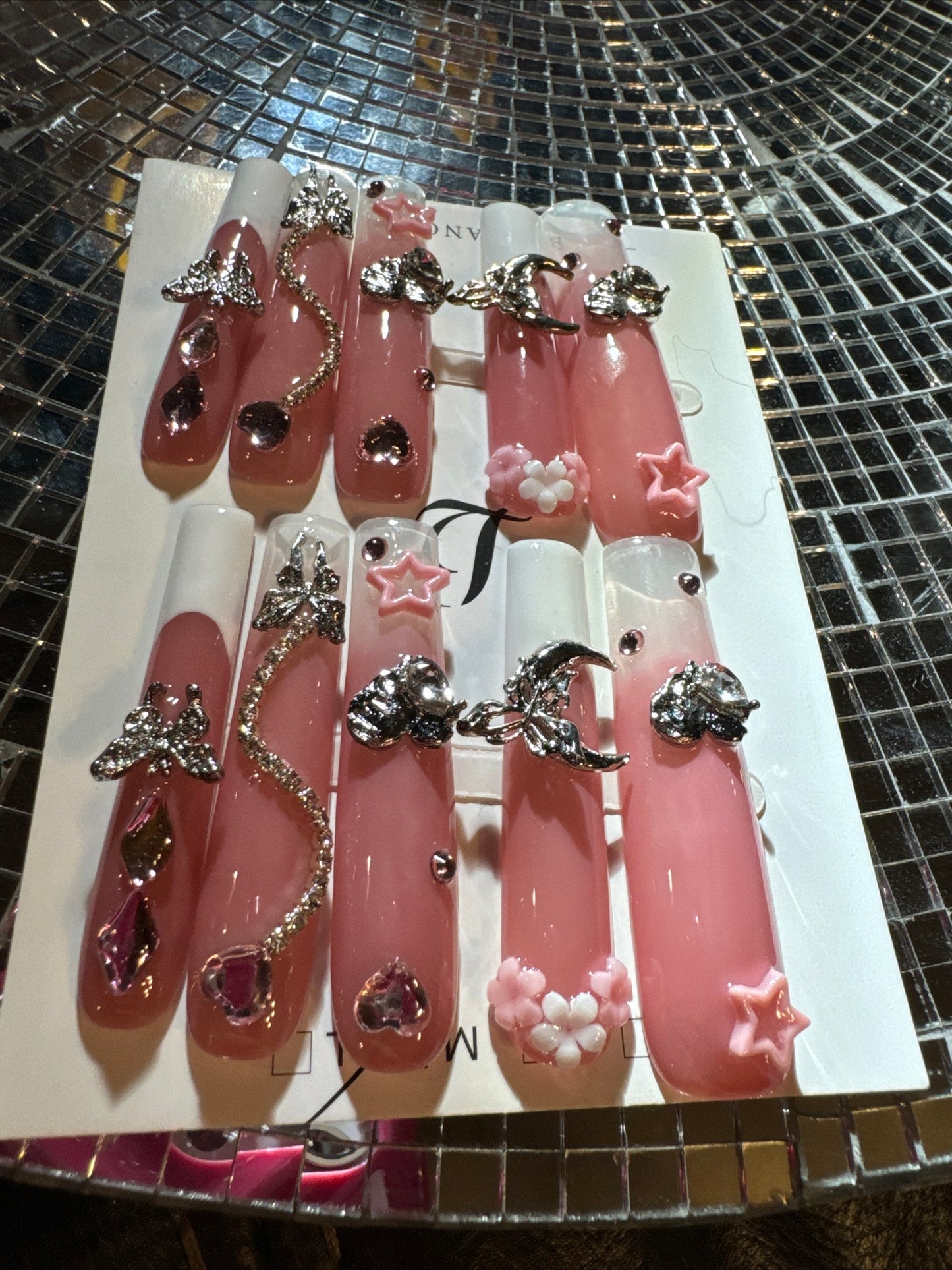 🎀 xxl pink white celestial 💅